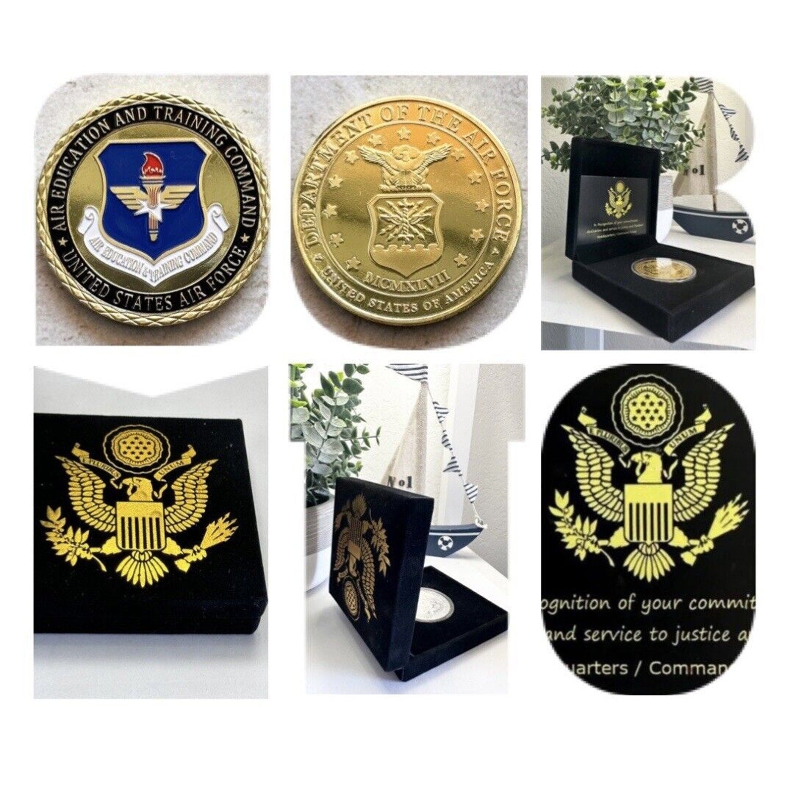 U S AIR FORCE Air Education & Training Command Challenge Coin With Velvet Case