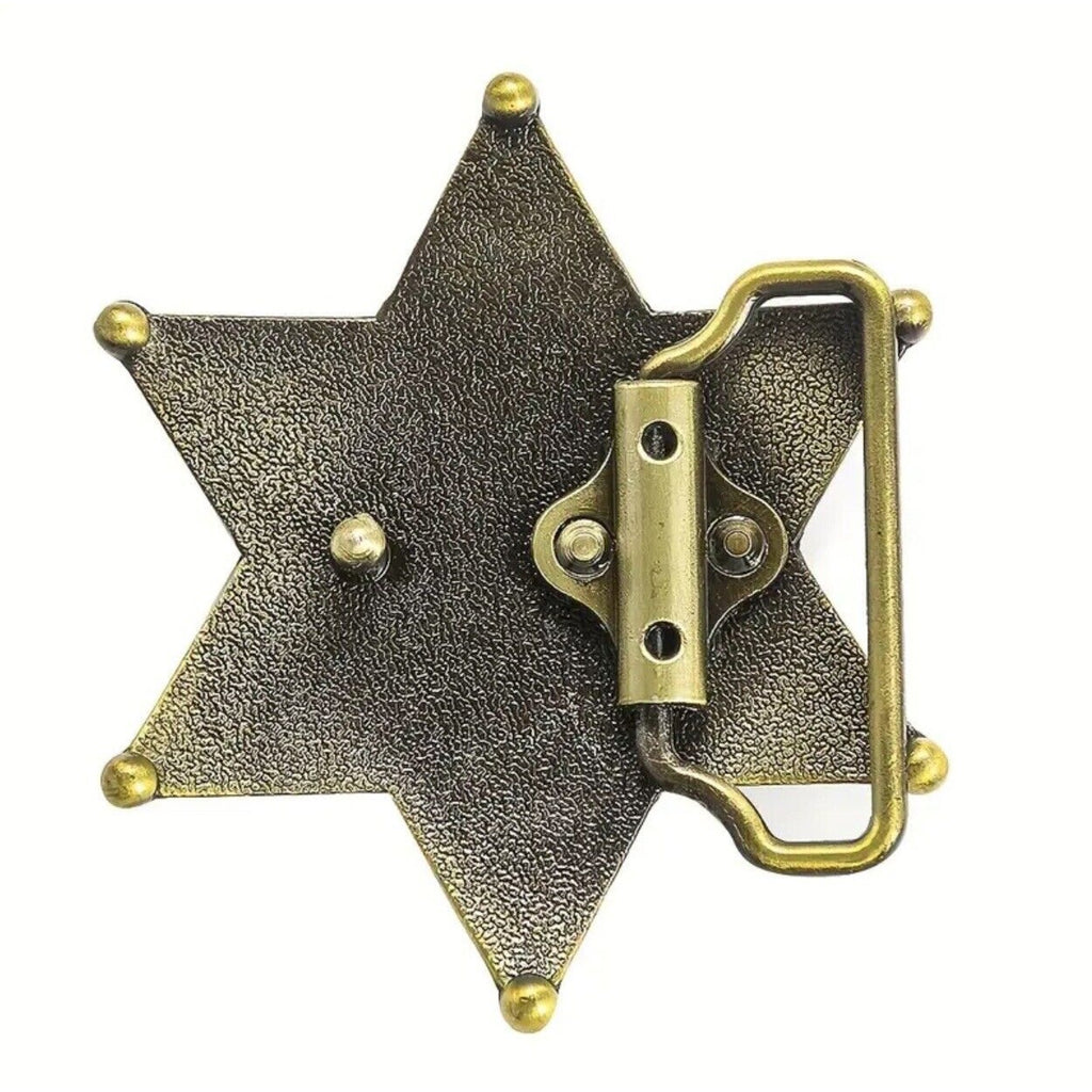 Bronze Sheriff Badge Star Metal Fashion Belt Buckle