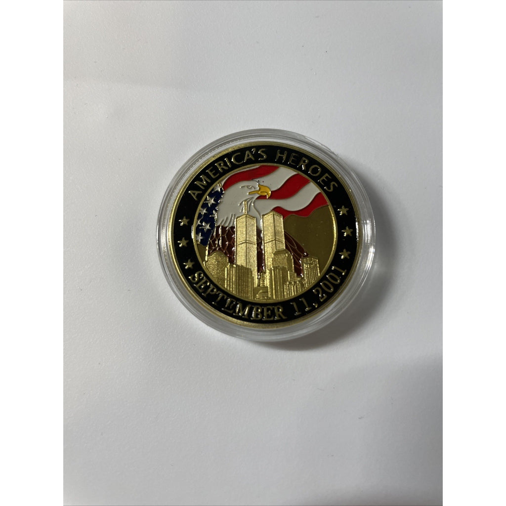 AMERICA UNITES ~ AMERICA'S HEROES ~ SEPTEMBER 11, 2001 CHALLENGE COIN 1.50"