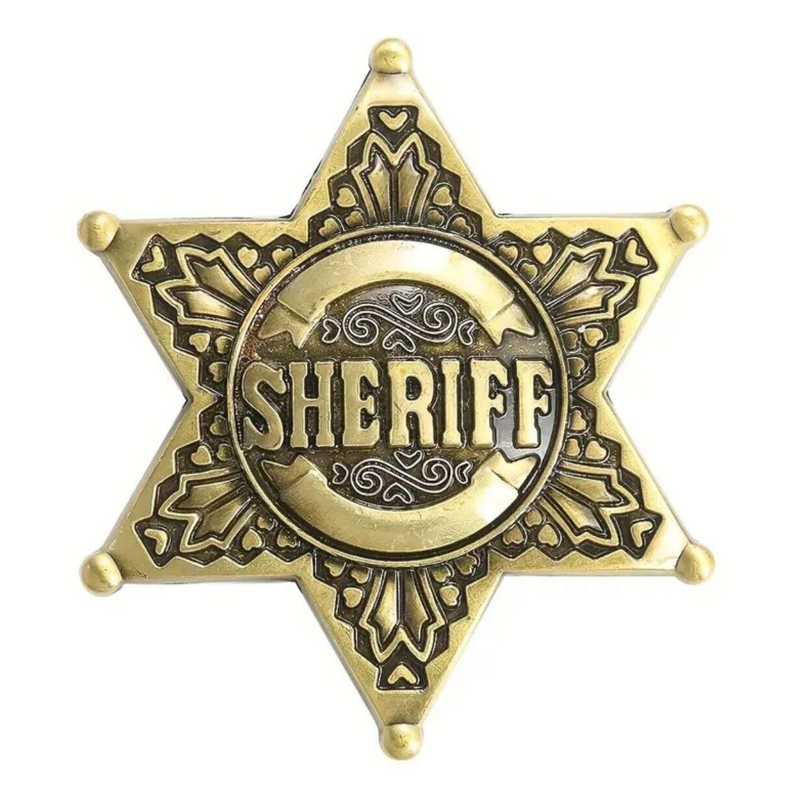 Bronze Sheriff Badge Star Metal Fashion Belt Buckle
