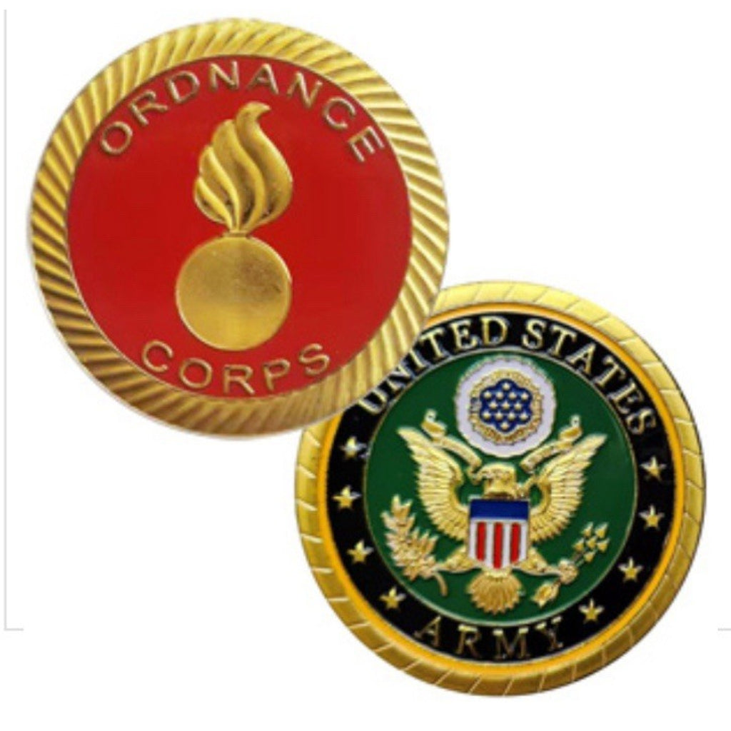 2pcs Army Rank 2LT 2nd O-2 And Ordnance Corps Coin