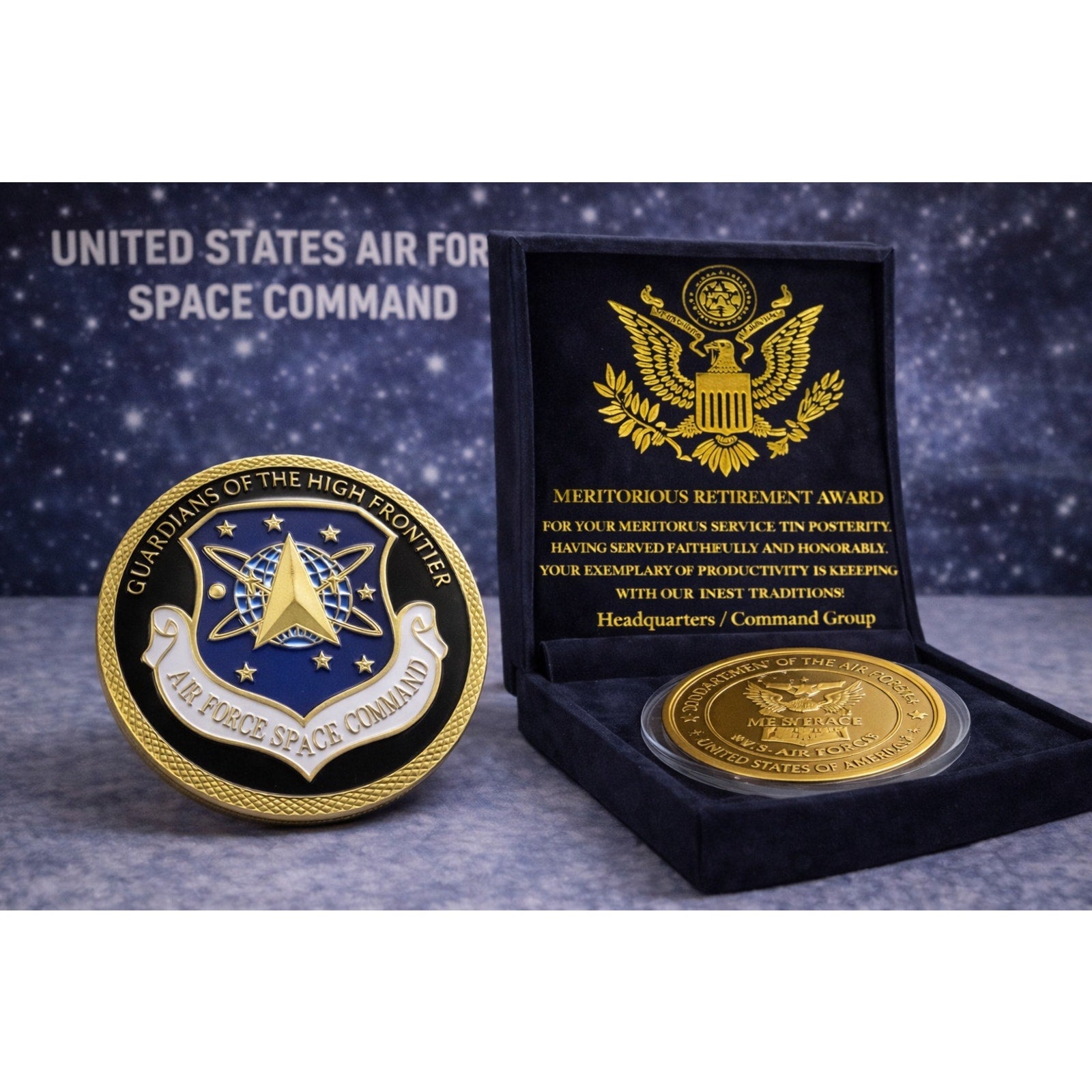 AIR FORCE SPACE COMMAND The New Branch Challenge Coin w/ Retirement Award