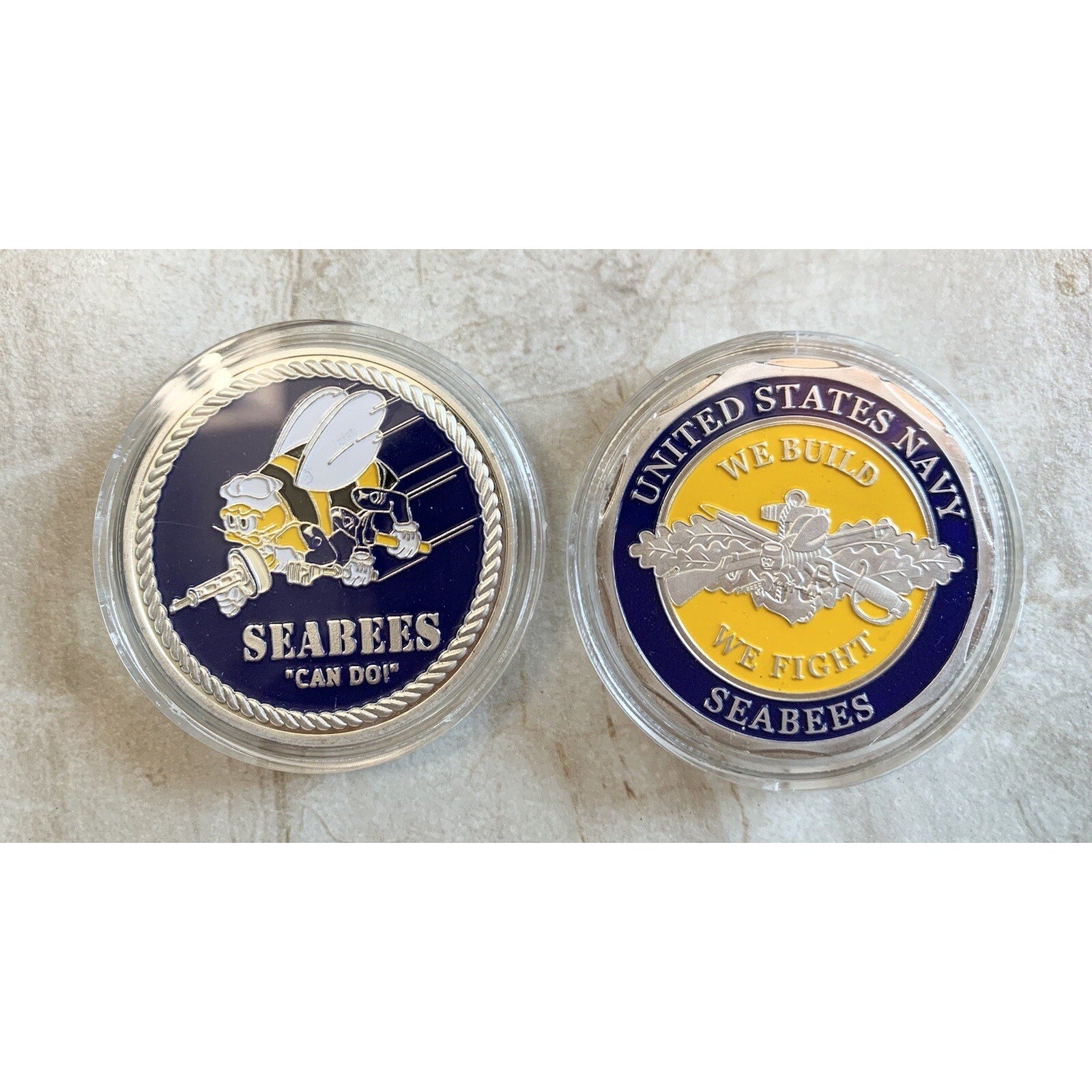NEW U.S. Navy Seabees "We Build We Fight" Coin With Retirement Award