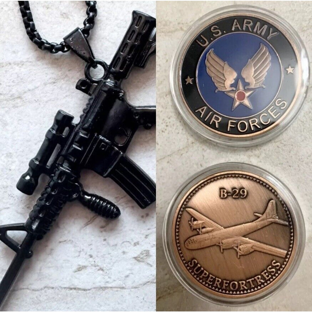 2pcs U S ARMY AIR FORCES B-29 SUPERFORTRESS (Copper) And Dog Tag Challenge Coin