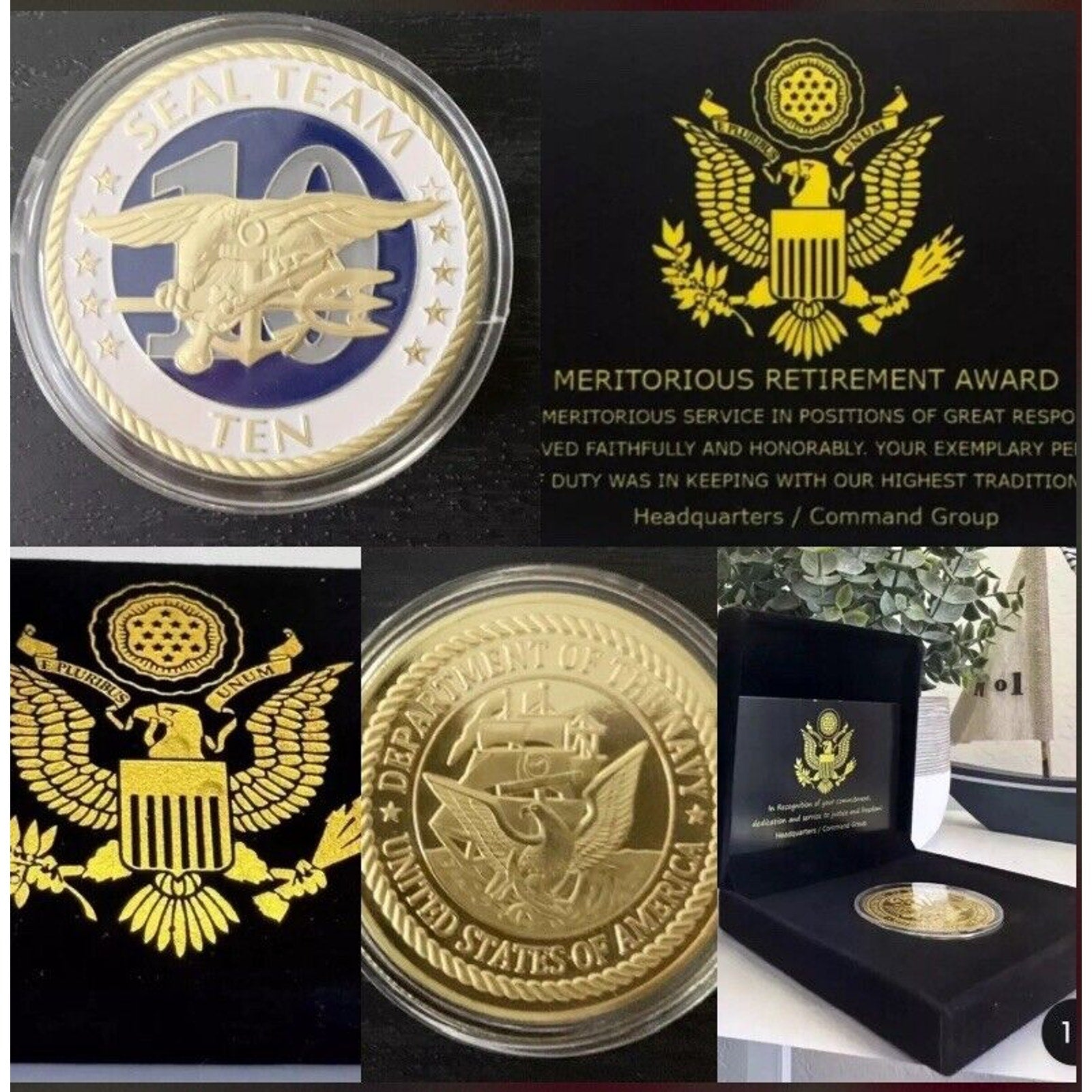 US Navy - Navy SEAL Team Ten 10 Challenge Coin Retirement Award