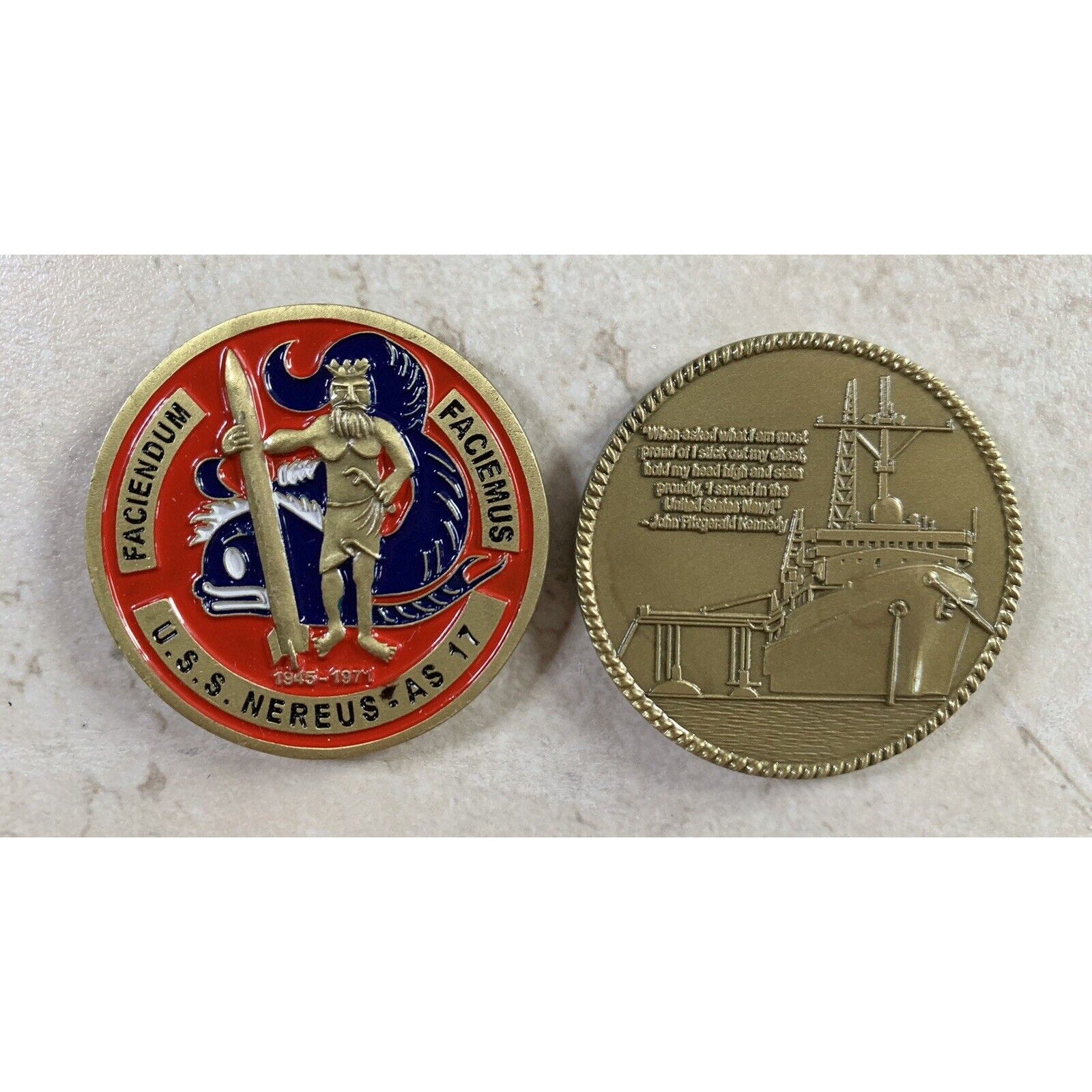 Rare USS Nereus AS 17 Submarine Tender Coin Navy USN