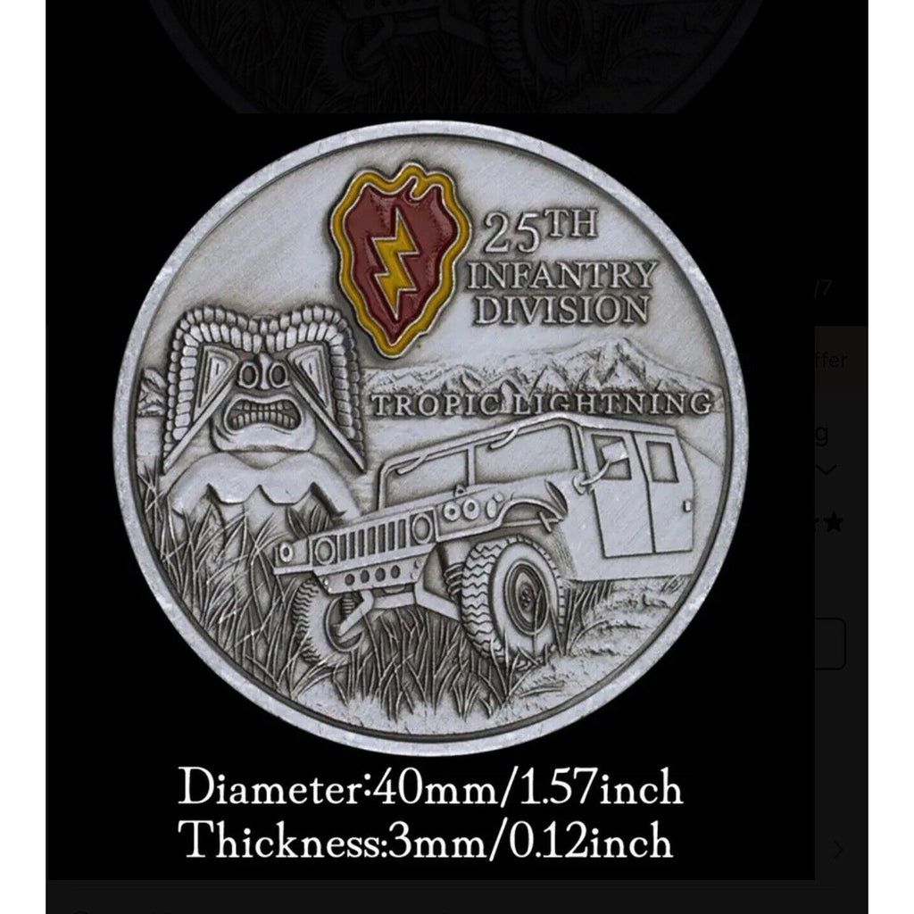 25th Light Infantry Division Of The U.S. Army Tropic Lightning Challenge Coin