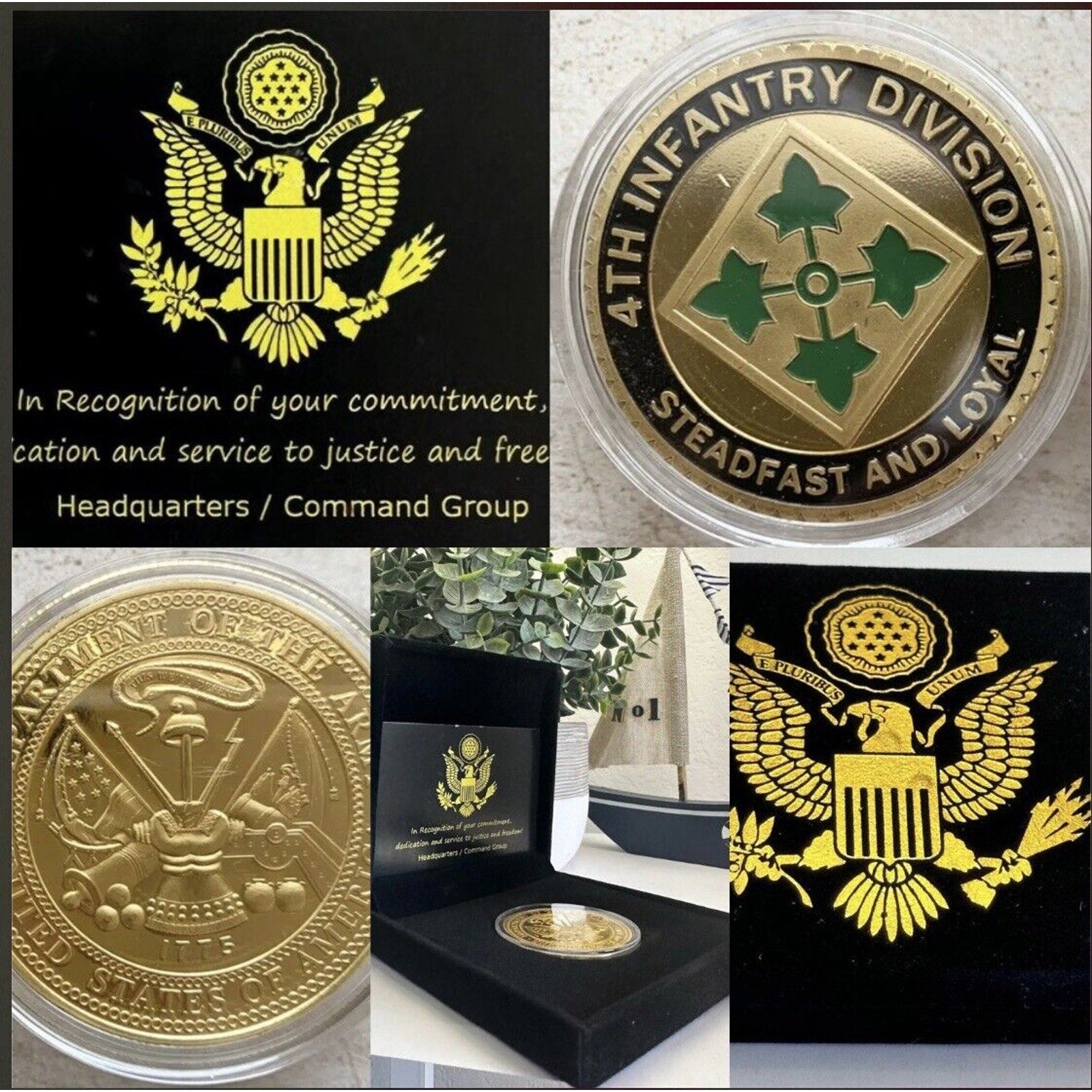 US ARMY 4th INFANTRY DIVISION Air assault Challenge Coin USA AMY