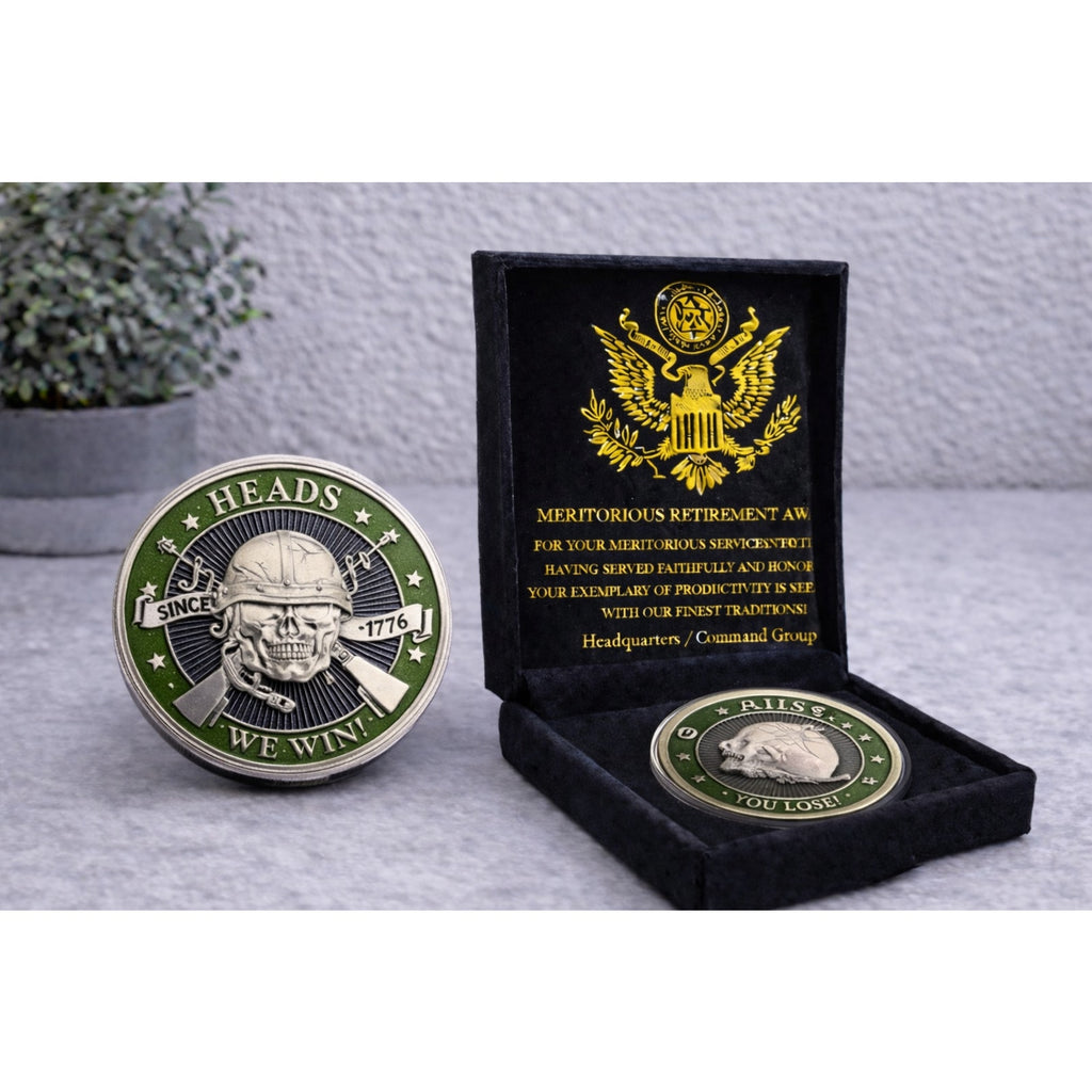 * HEADS WE WIN TAILS YOU LOSE SNIPER ARMY NAVY AIR FORCE w/ Retirement Award
