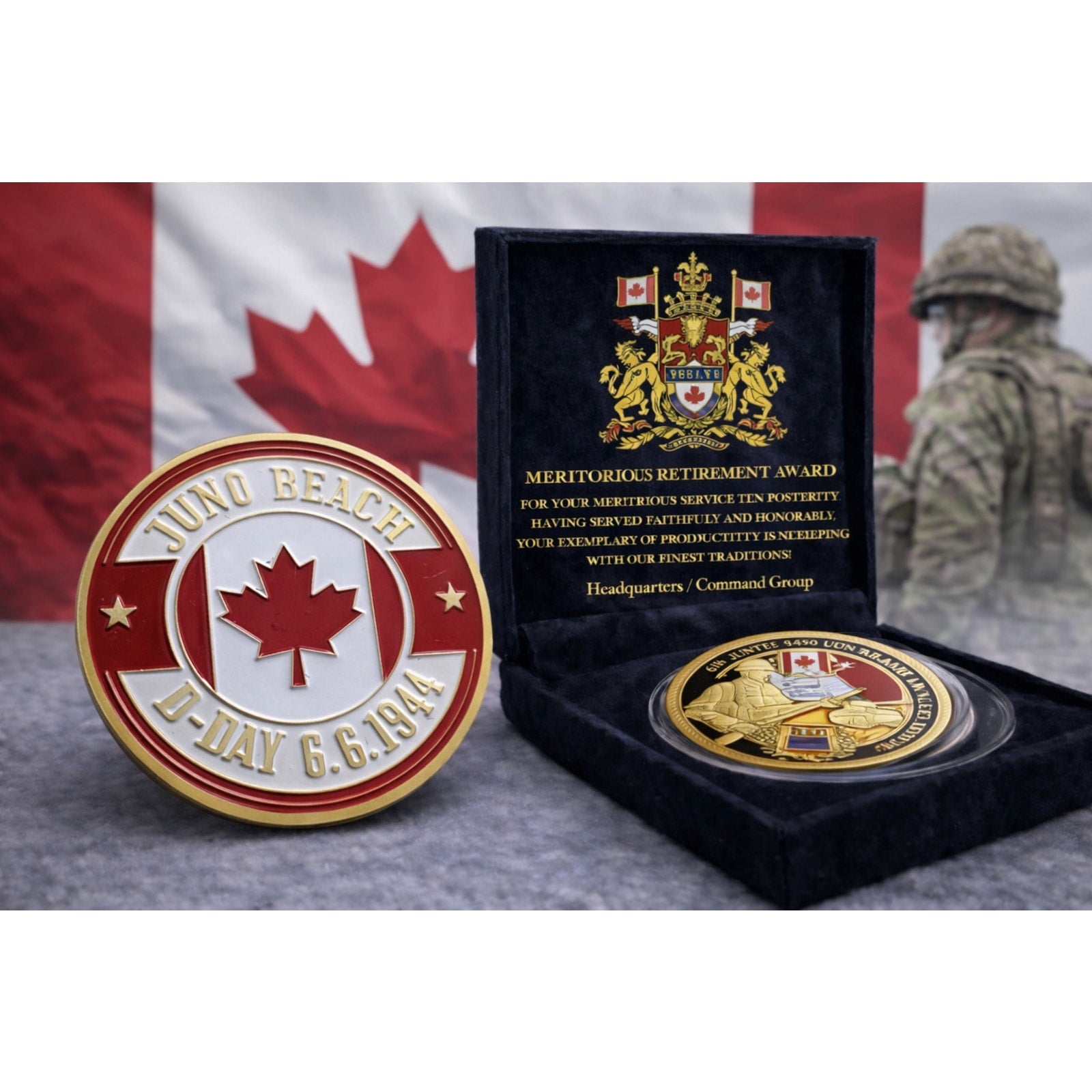 Canada Join Op United States D-Day 6th June 1944 Juno Beach w/ Retirement Award