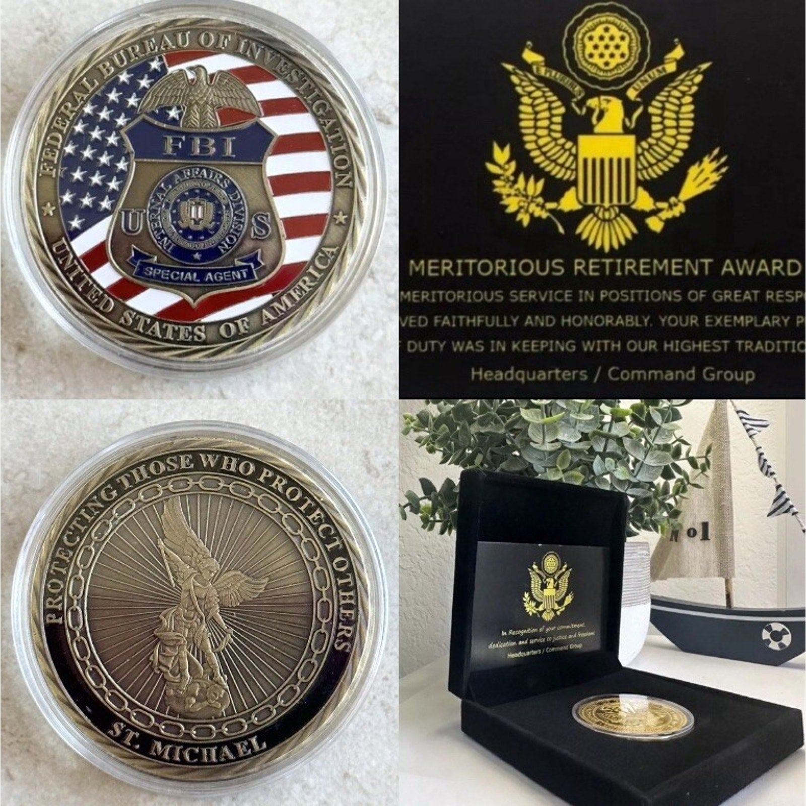FBI Federal Bureau Of Investigation United States Coin With Retirement Award