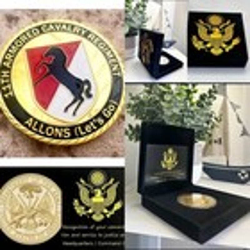 US ARMY 11th ARMORED CAVALRY BLACK HORSE REGIMENT Challenge Coin w/ velvel case