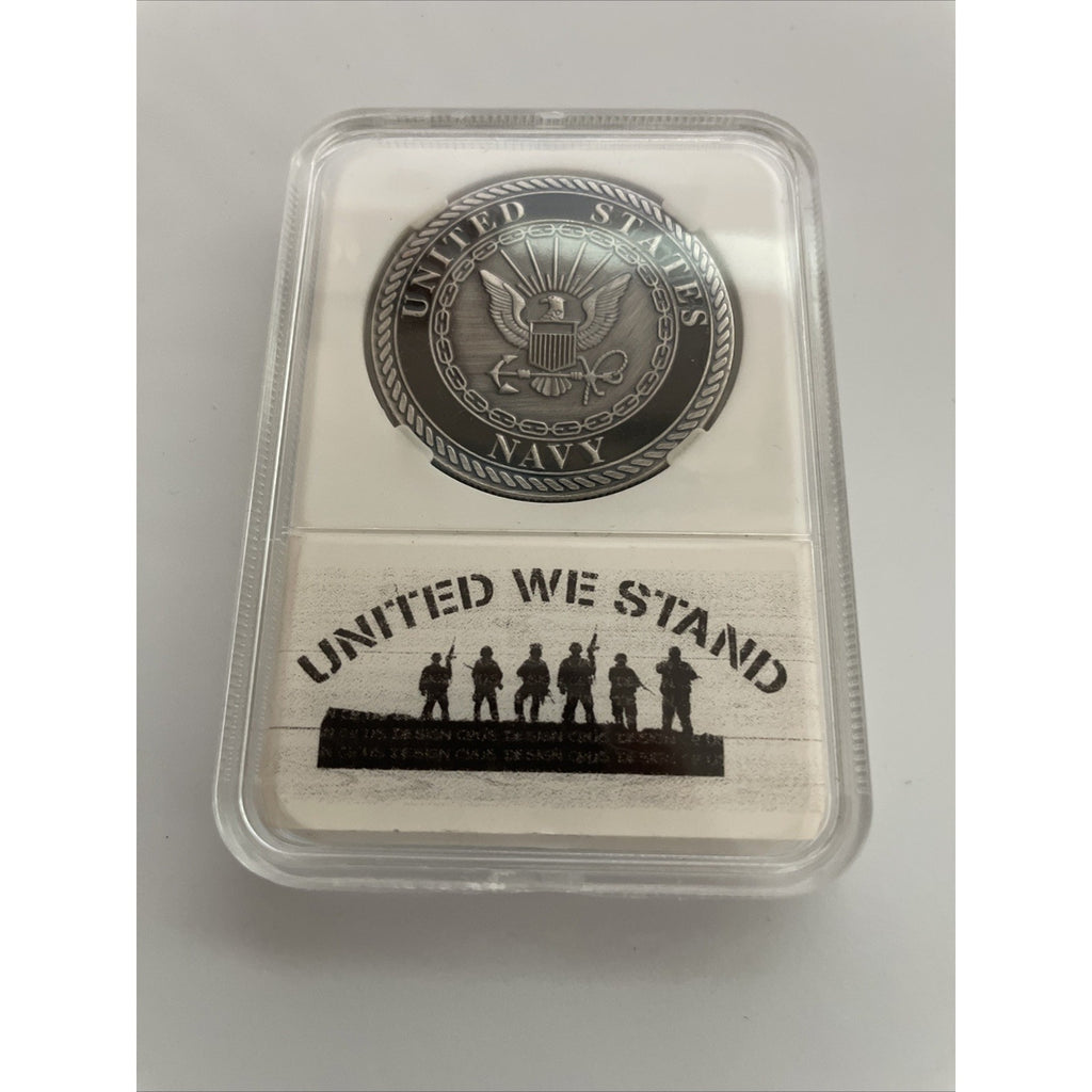 Us Navy Lieutenant 0-3 Coin w/ United We Stand Case
