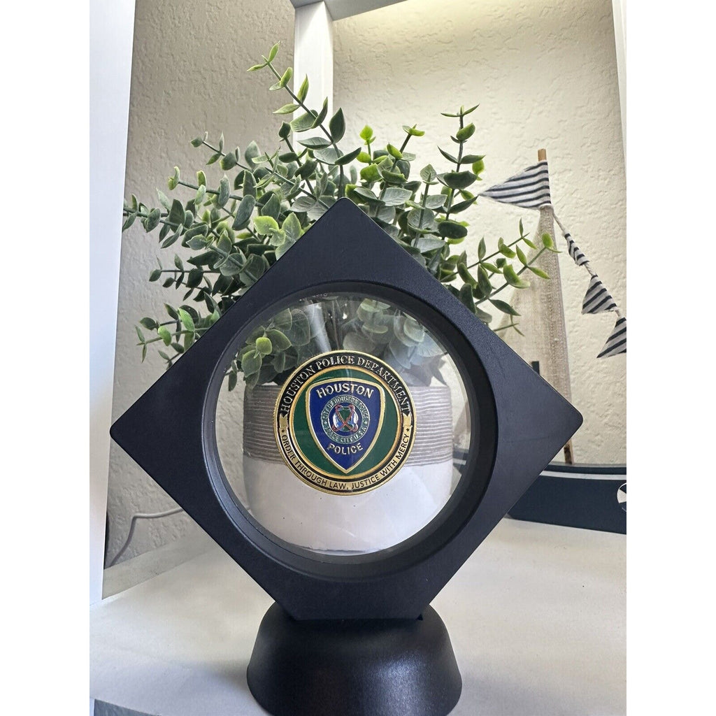 CITY OF HOUSTON Police Dept. Challenge Coin With Display Case