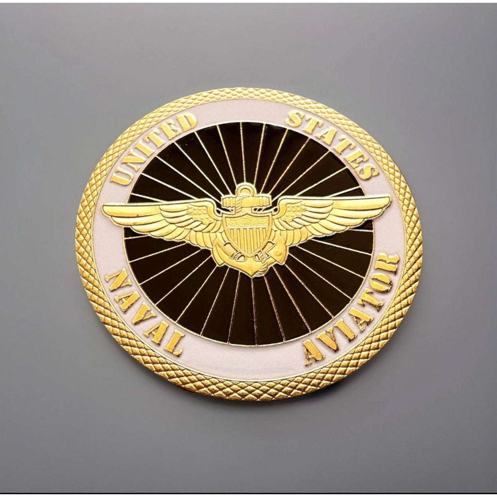 USN NAVAL AVIATOR GOLD WINGS PILOT TOP GUN NAVY USA w/ Retirement Award
