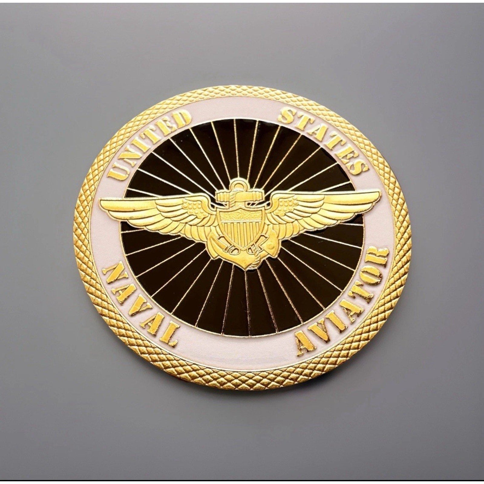USN NAVAL AVIATOR GOLD WINGS PILOT TOP GUN NAVY USA w/ Retirement Award