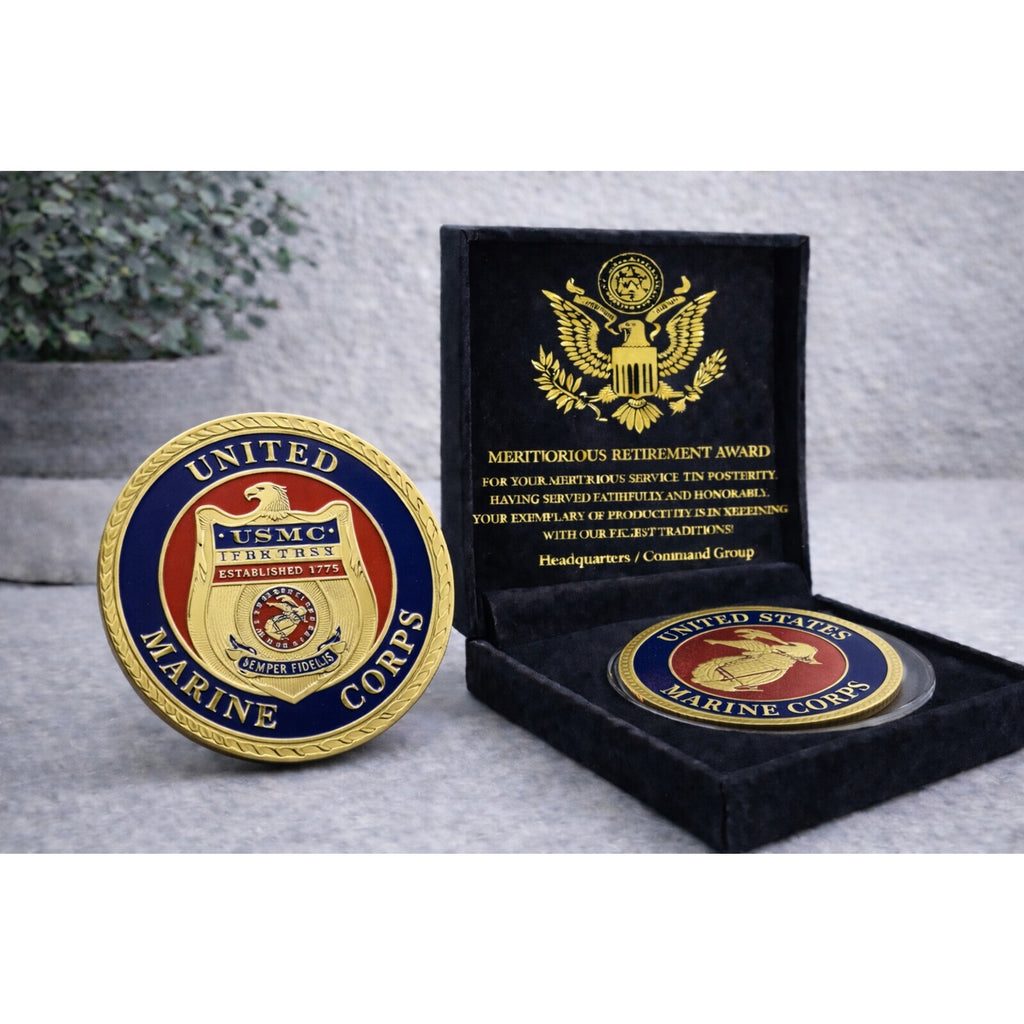 USMC MARINE CORPS CRIMINAL INVESTIGATION DIVISION COLORIZED w/ Retirement Award