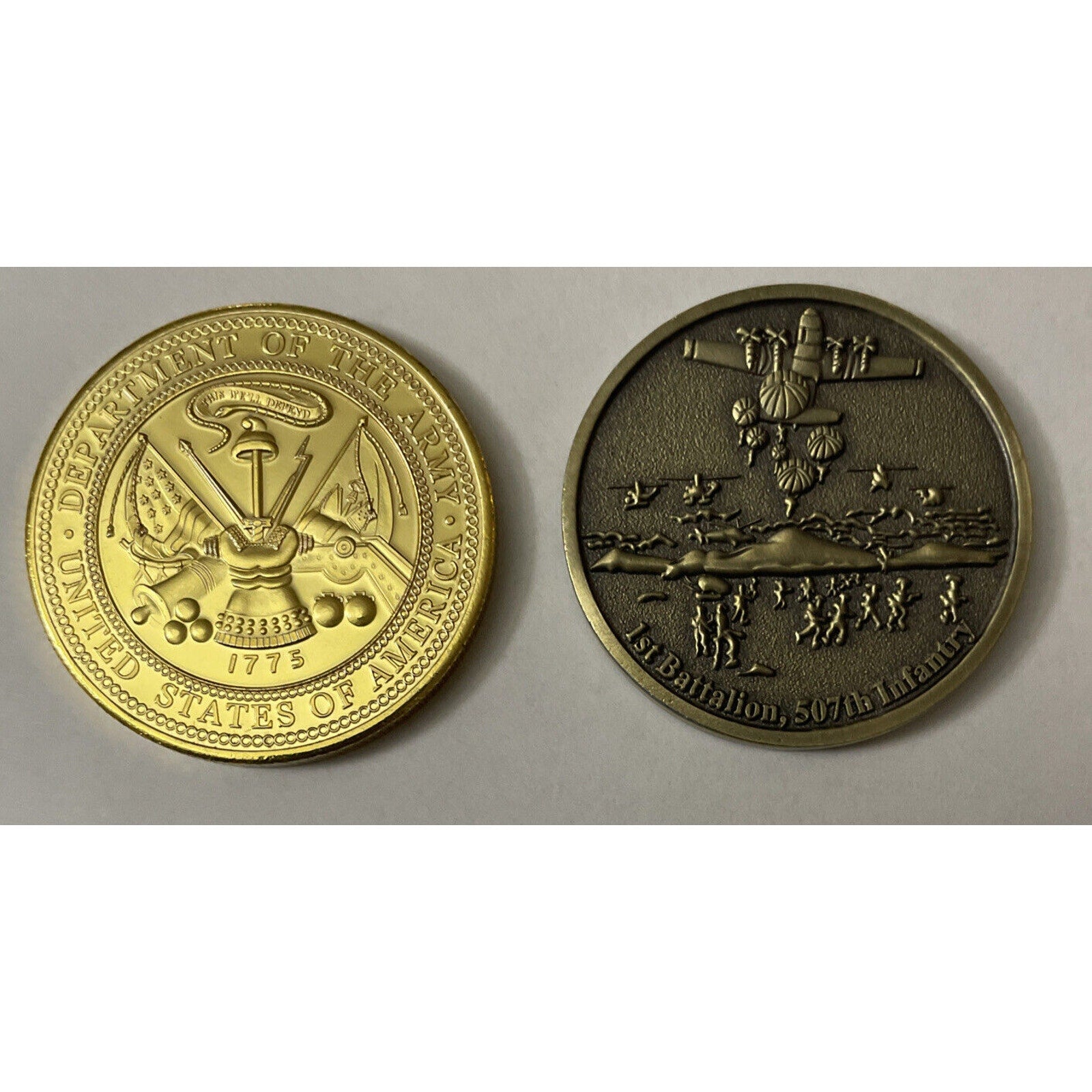 2pcs 82nd Airborne School Jump Wing Badge E-5 Sergeant Coin US Army RARE