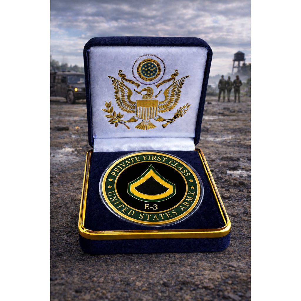 U S ARMY - Rank PRIVATE FIRST CLASS E-3 Challenge Coin ·FAST SHIPPING· ·NEW·