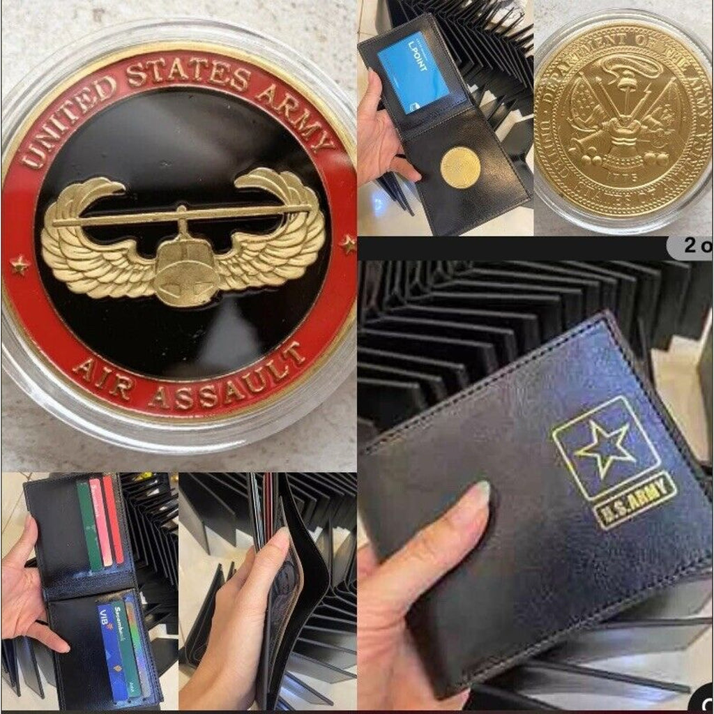AIR ASSAULT Airborne US Army with Credential coin holder wallet -Fast Ship