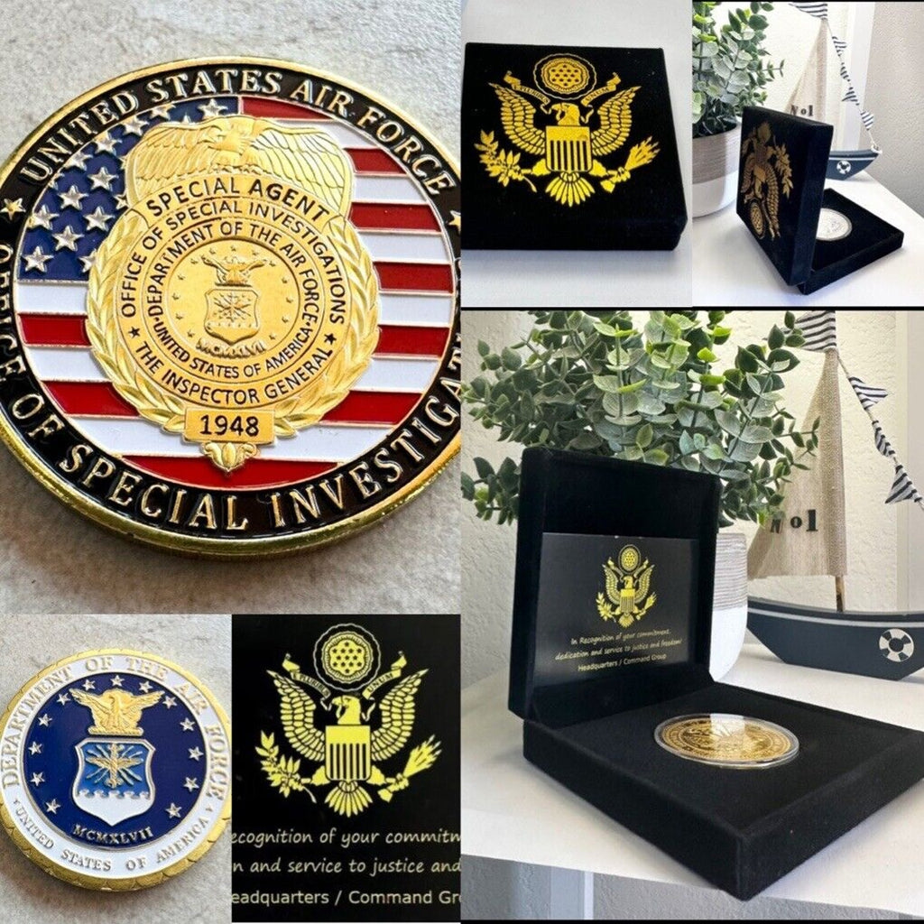 United States Air Force OFFICE OF SPECIAL INVESTIGATIONS Challenge Coin W/ Case