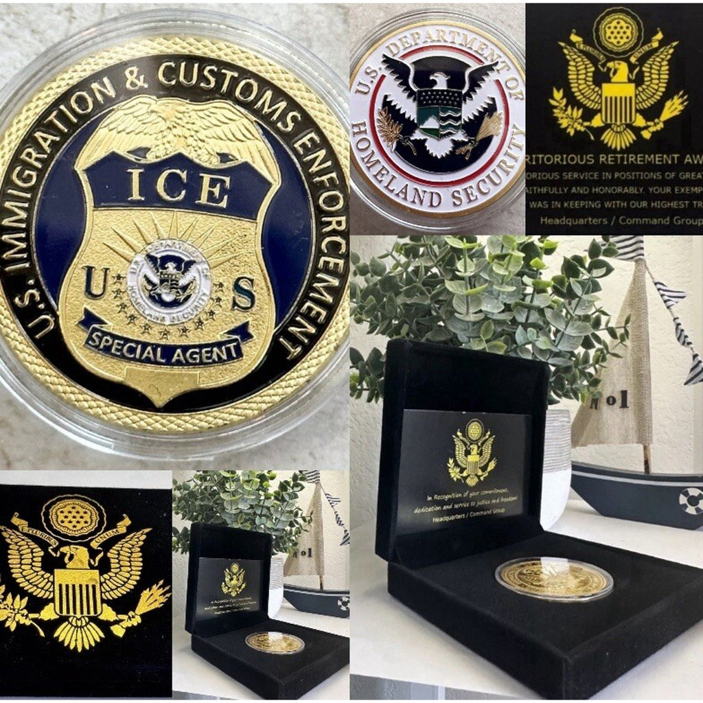 US Immigrations Customs Protection Enforcement Coin With Retirement Award