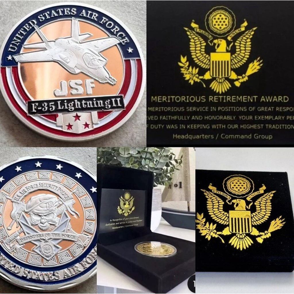F-35 Lightning JSF USAF Air Force Navy Coin With Retirement Award