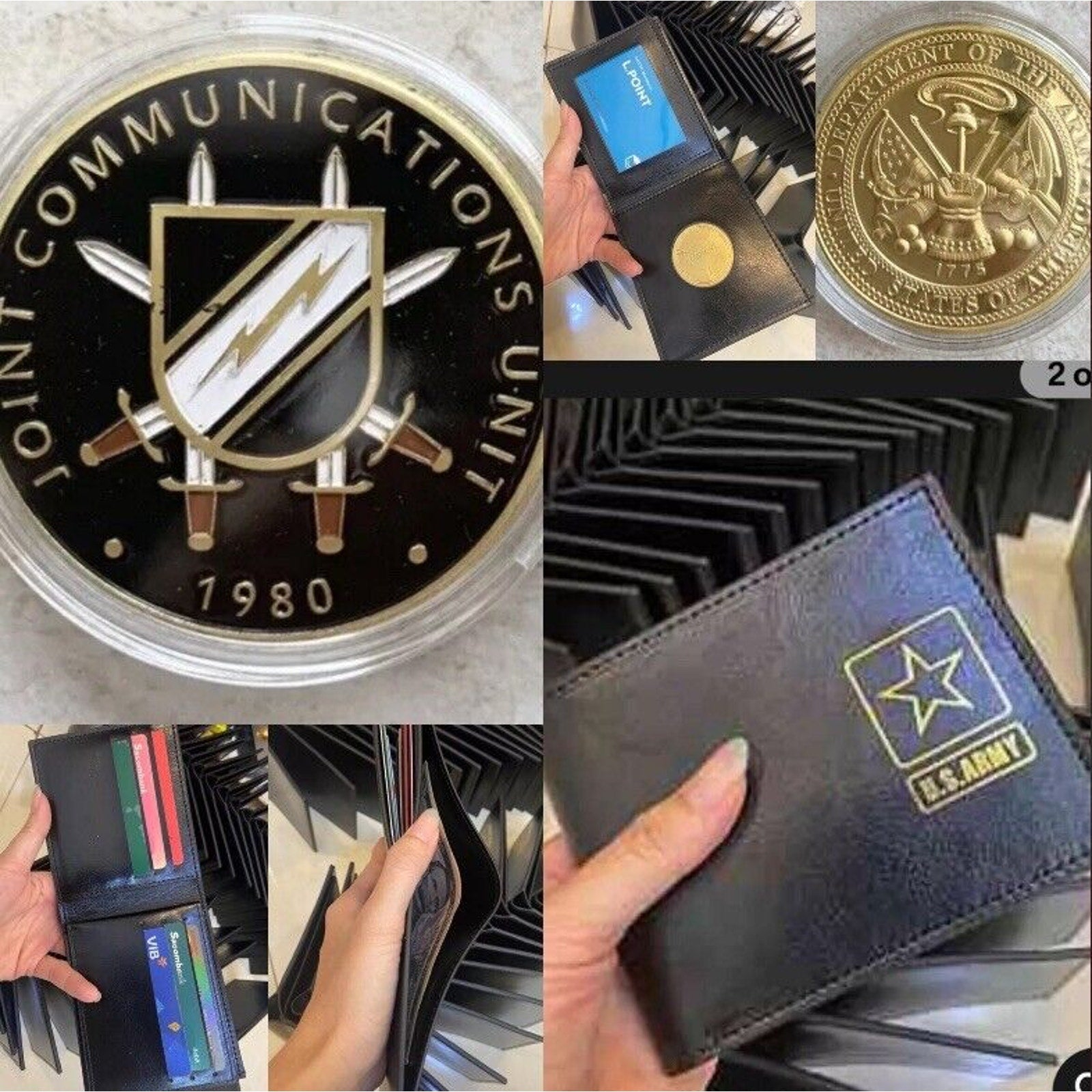 U S ARMY Joint Communications Unit With coin holder Black wallet