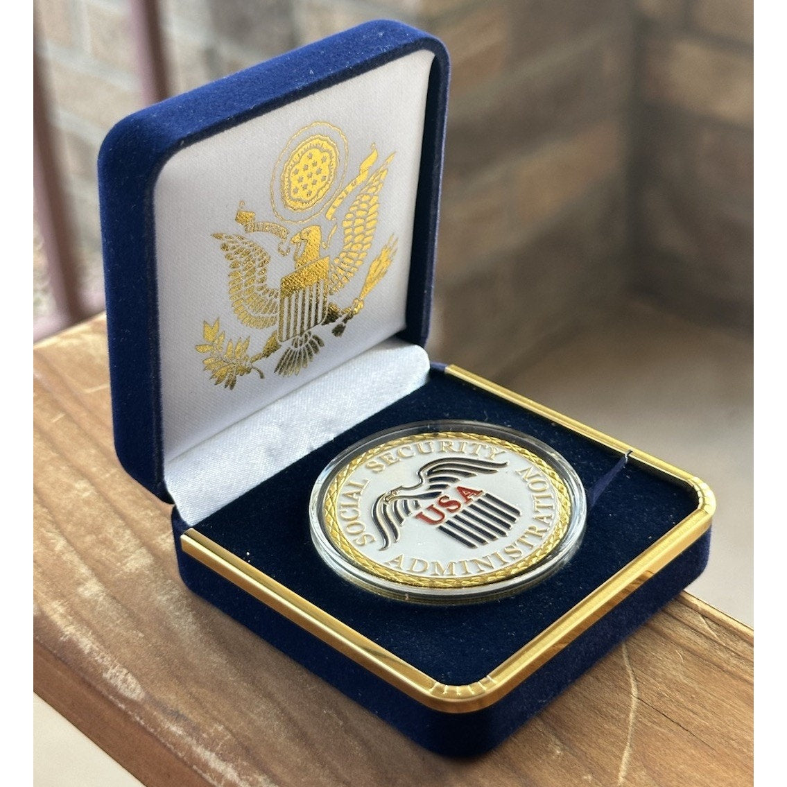 SSA Challenge Coin United States Social Security Administration With Blue Case