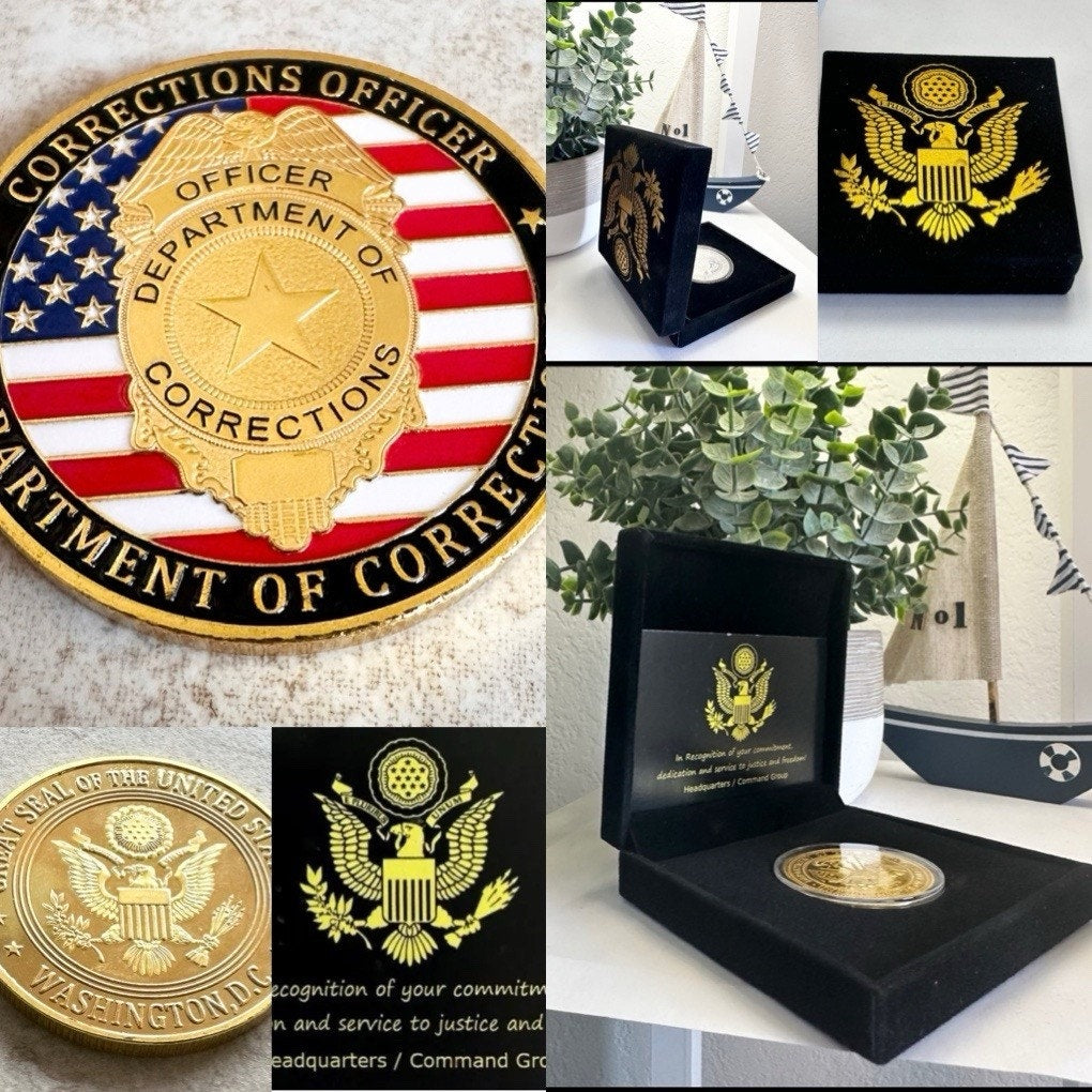 Department of Corrections Officer Challenge Coin With Special Velvet Case.