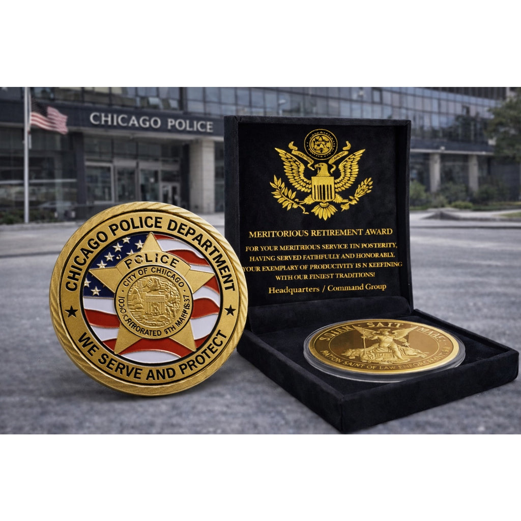 Chicago Police Department Challenge Coin - We Serve &Protect w/ Retirement Awar