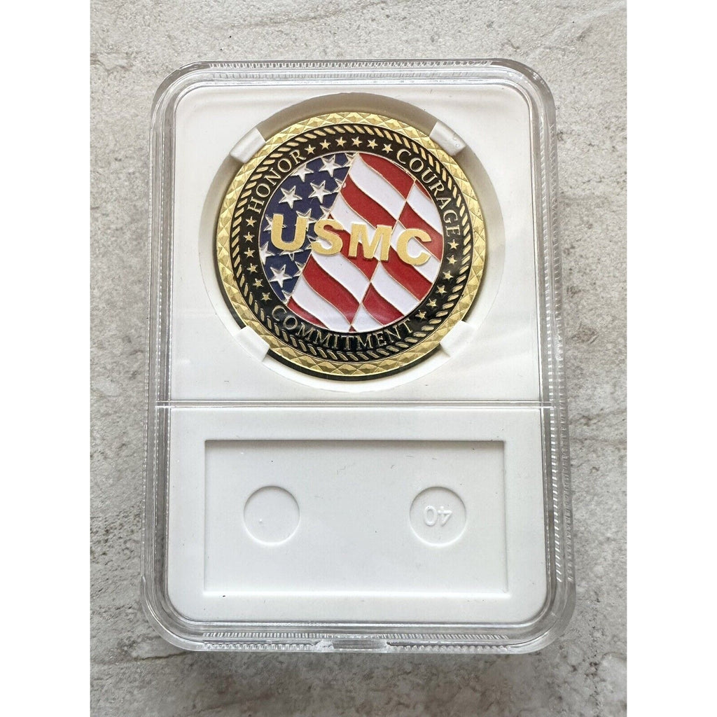US MARINE CORPS VETERAN Challenge Coin With Case