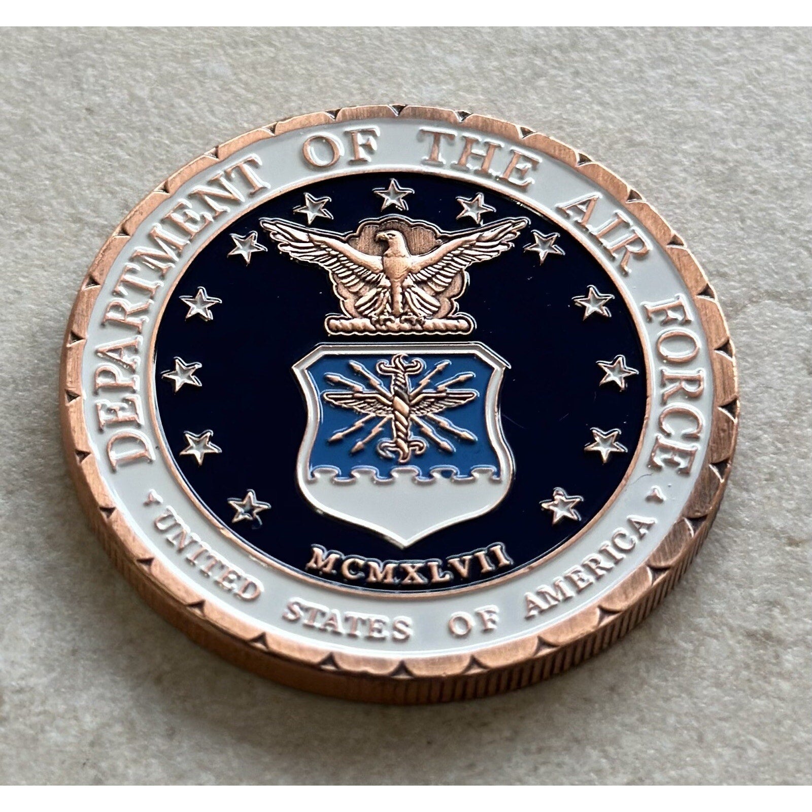 U S AIR FORCE A-10 THUNDERBOLT II (COPPER) Challenge Coin w/ Achievement Award U