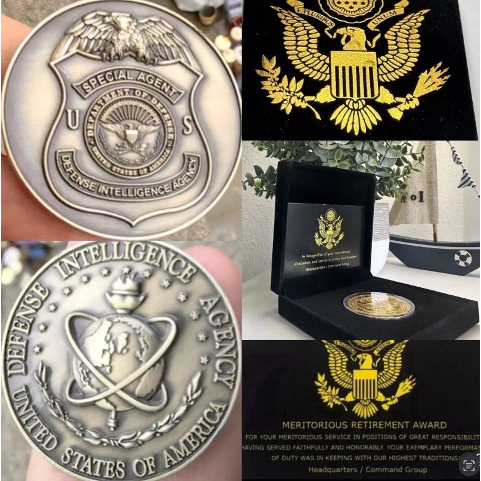 Defense Intelligence Agency DIA DoD Special Agent Coin With Retirement Award