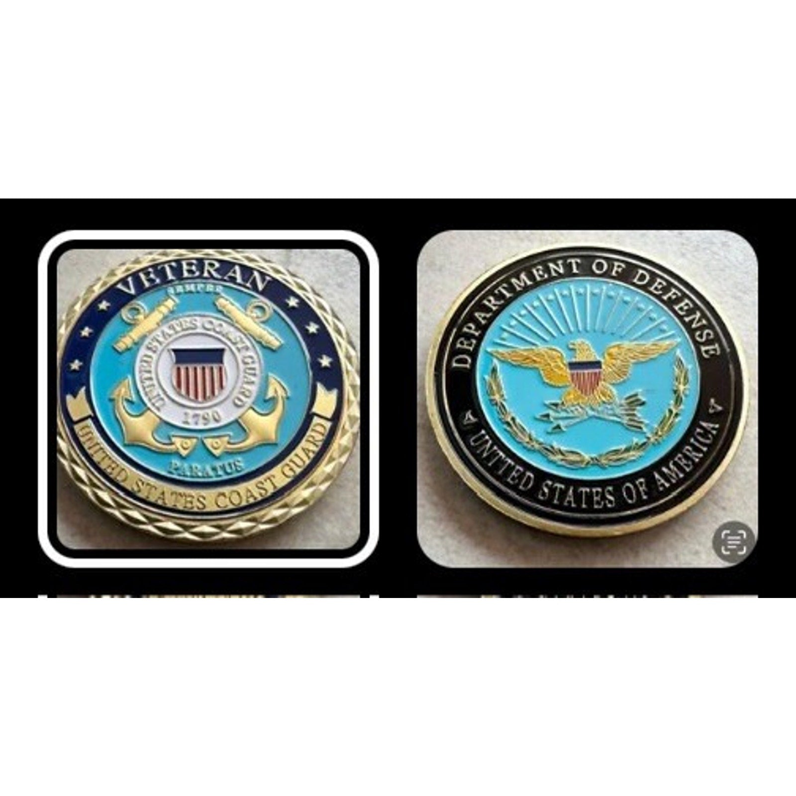 United States Coast Guard Veteran USCG Coin With Retirement Award