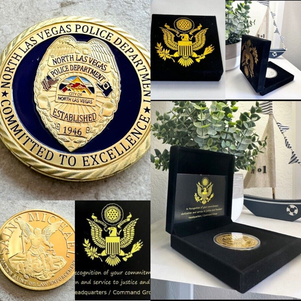 North Las Vegas Police Dept Badge Challenge Coin With Special Velvet Case