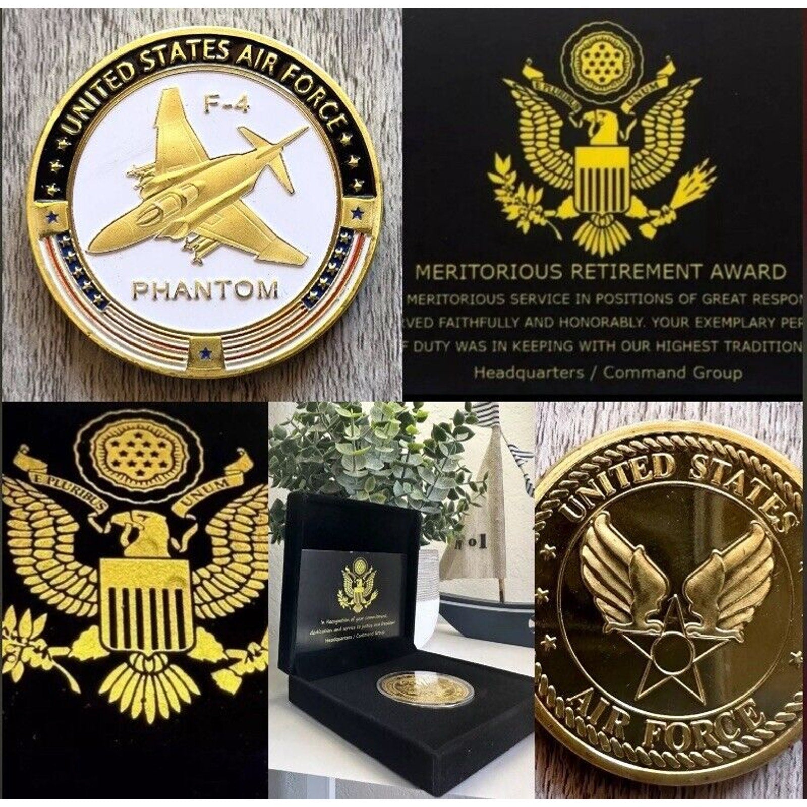 Combat aircraft U S AIR FORCE F-4 PHANTOM Coin With Retirement Award