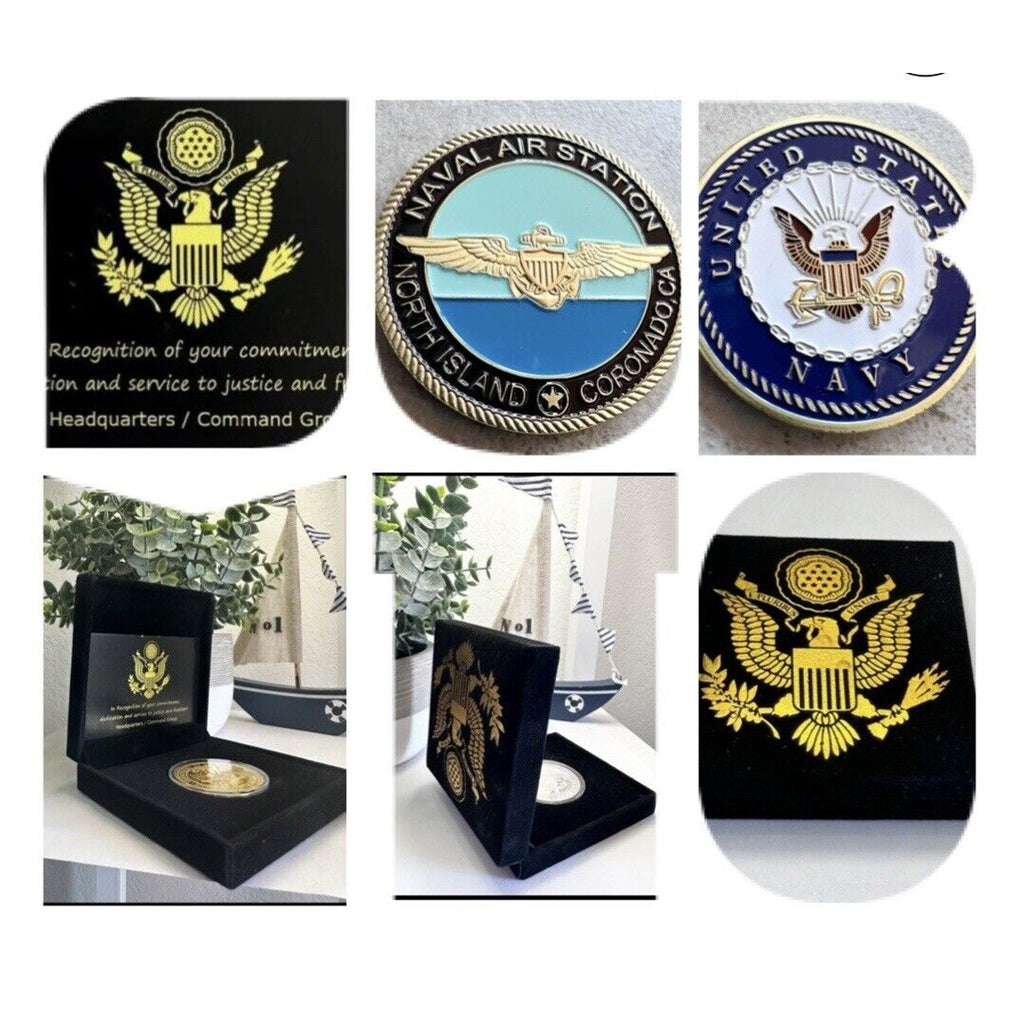 NAVY NAVAL BASE CORONADO NORTH ISLAND NBC CHALLENGE COIN W/ Special Velvet Case