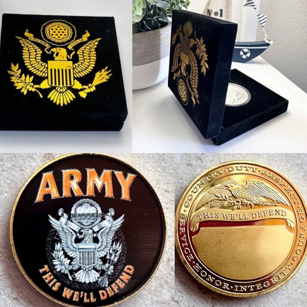 US Army Airborne Military Challenge Coin ~ This We’ll Defend with velvet case