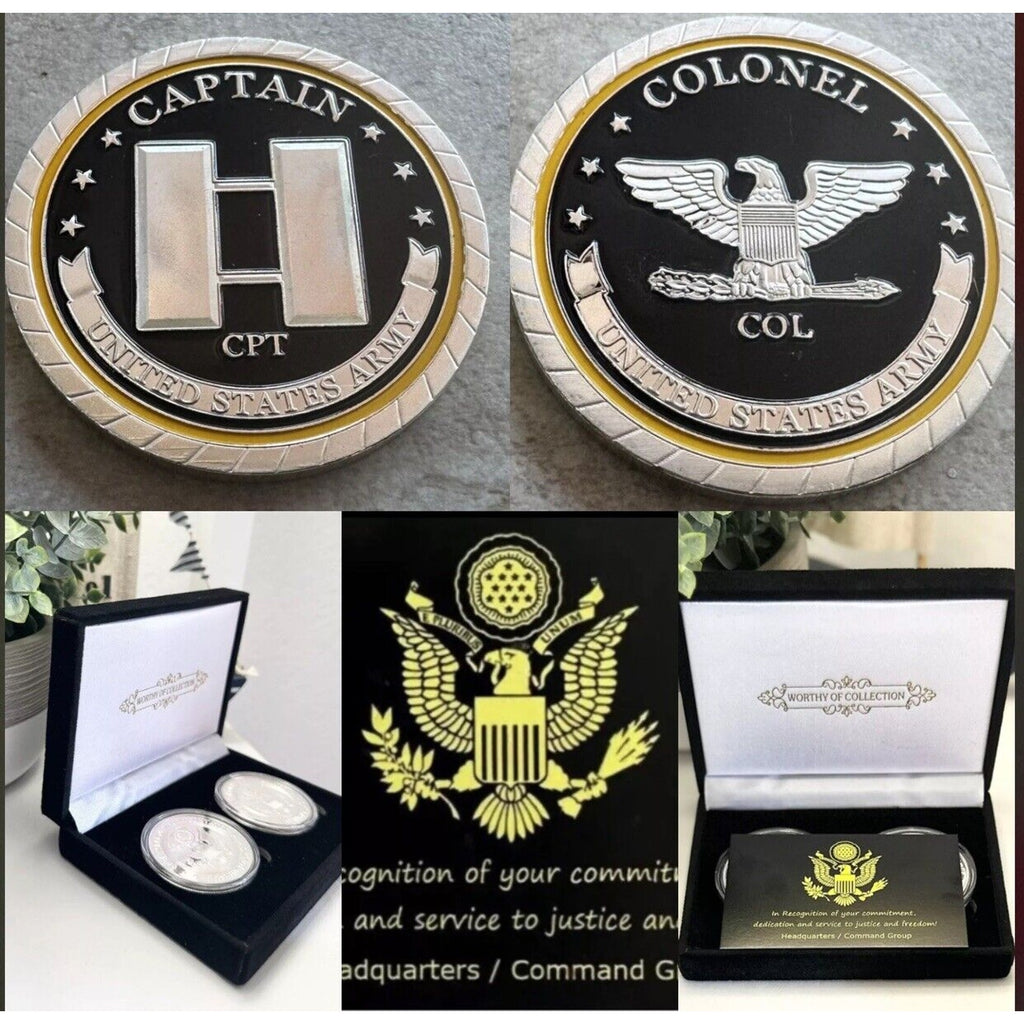 2pcs Army Rank Captain O-3 And COLONEL ARMY MITALY CHALLENGE COIN