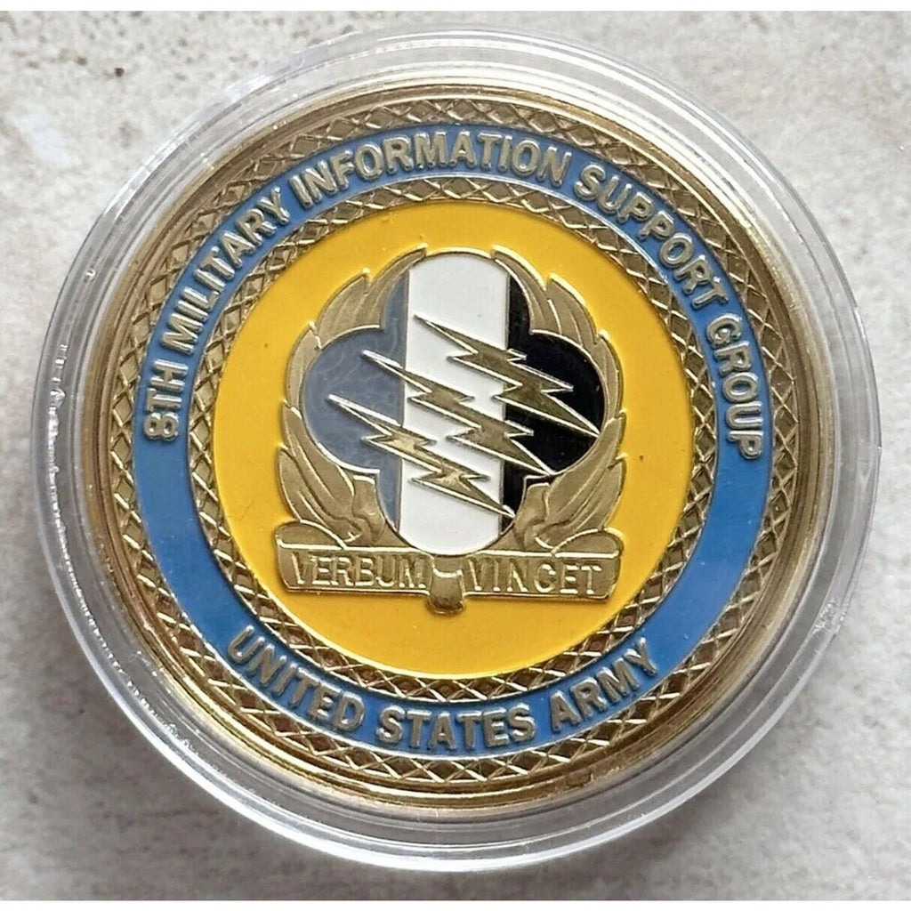 2pcs Army Rank Captain O-3 And 8TH MILITARY information Support CHALLENGE COIN