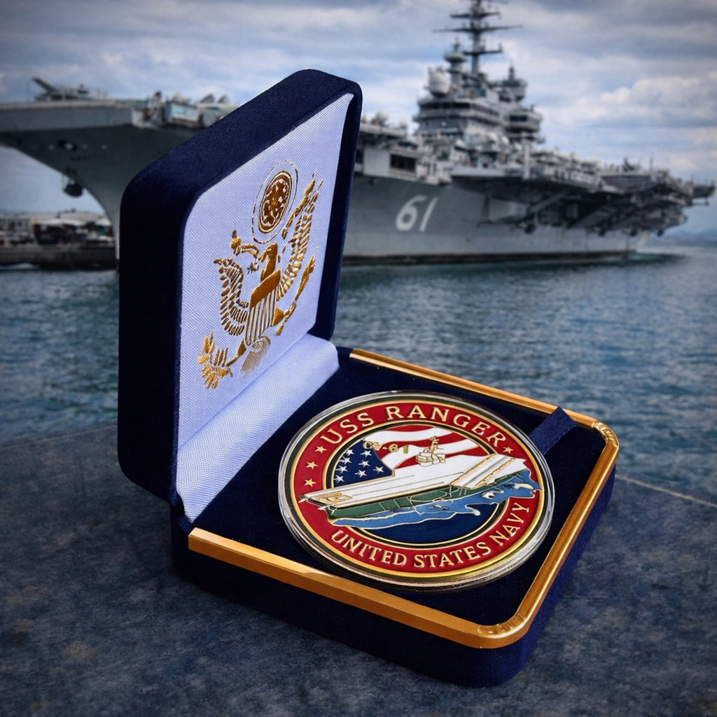 US NAVY - USS RANGER CV-61 Challenge Coin ·FAST SHIPPING· ·NEW· with case