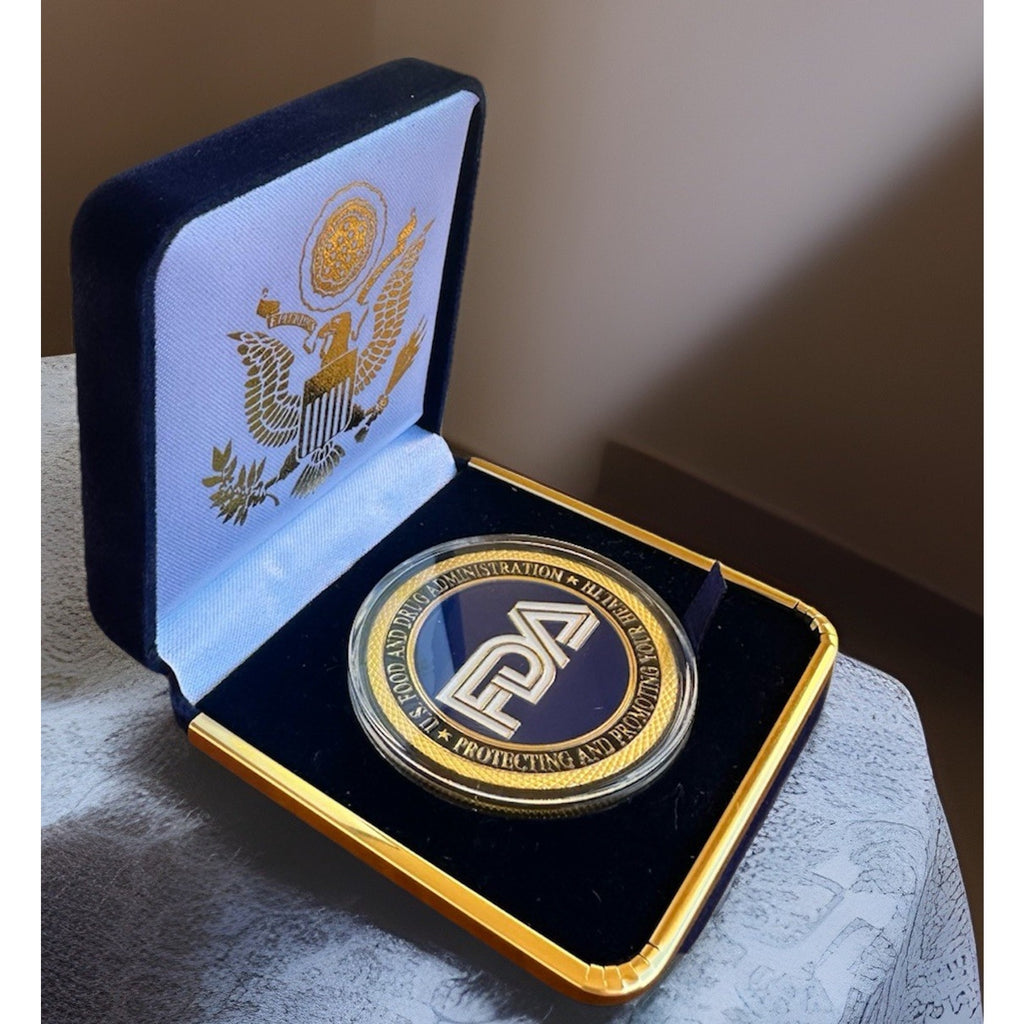 Copied - FOOD AND DRUG ADMINISTRATION (FDA) Challenge Coin With Blue Velvet Case