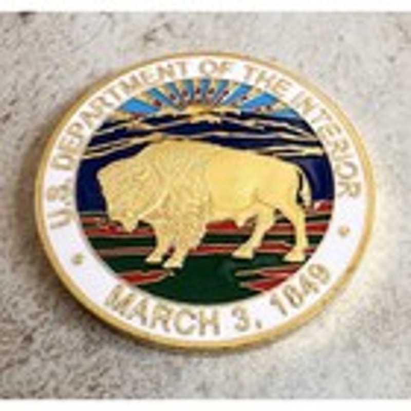 Department of Interior Challenge Coin With Special Velvet Case. Retirement Award