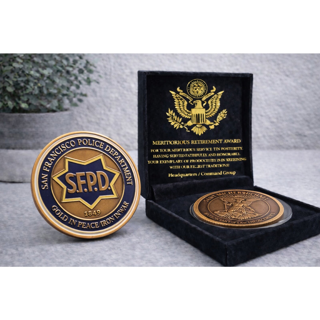 San Francisco SFPD POLICE DEPARTMENT Bronzed FINISH w/ Retirement Award