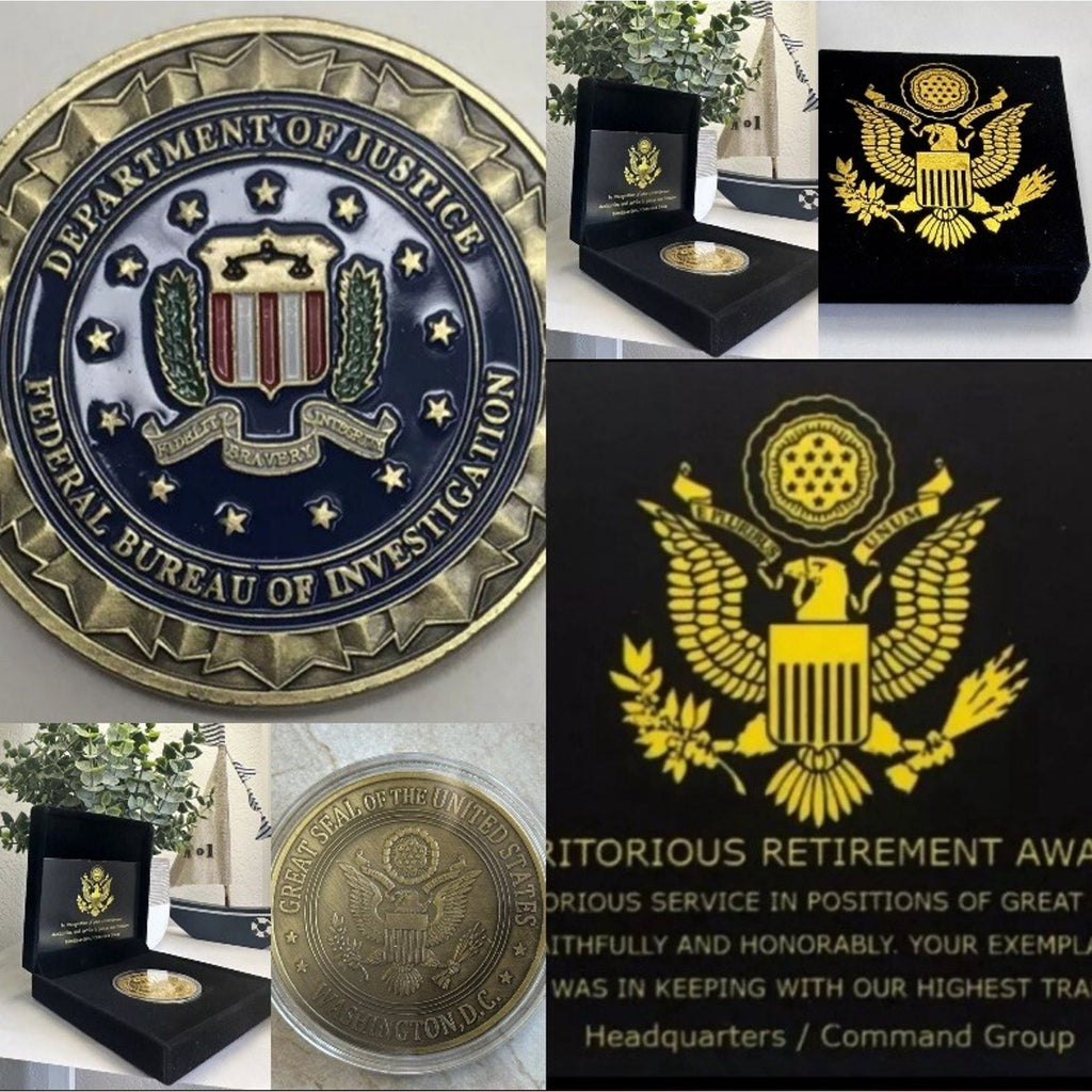 FBI Ultra Rare ILAF Department of Justice FBI Coin W/ Retirement Award