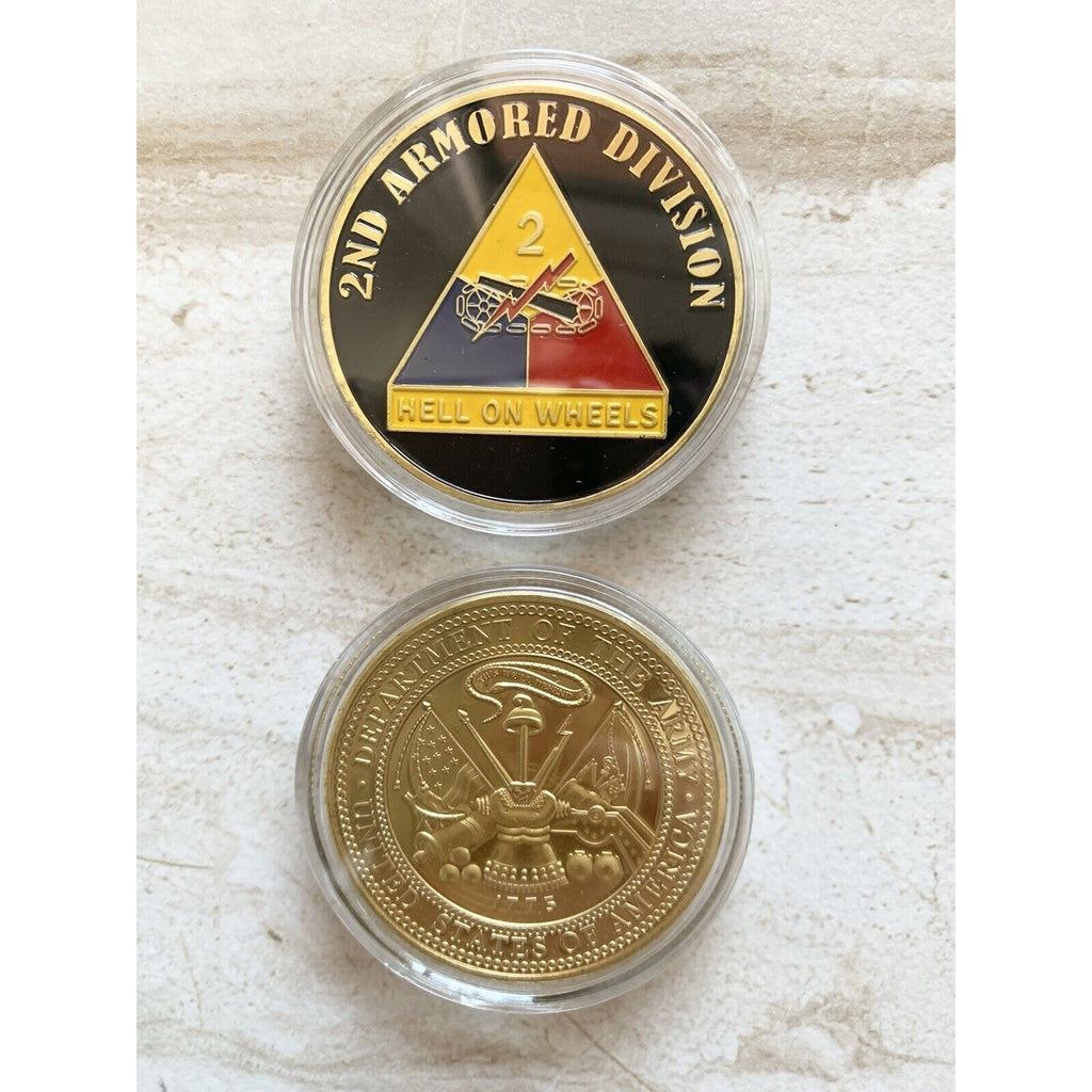US ARMY 2nd ARMORED DIVISION Hell On Wheels Challenge Coin USA AMY