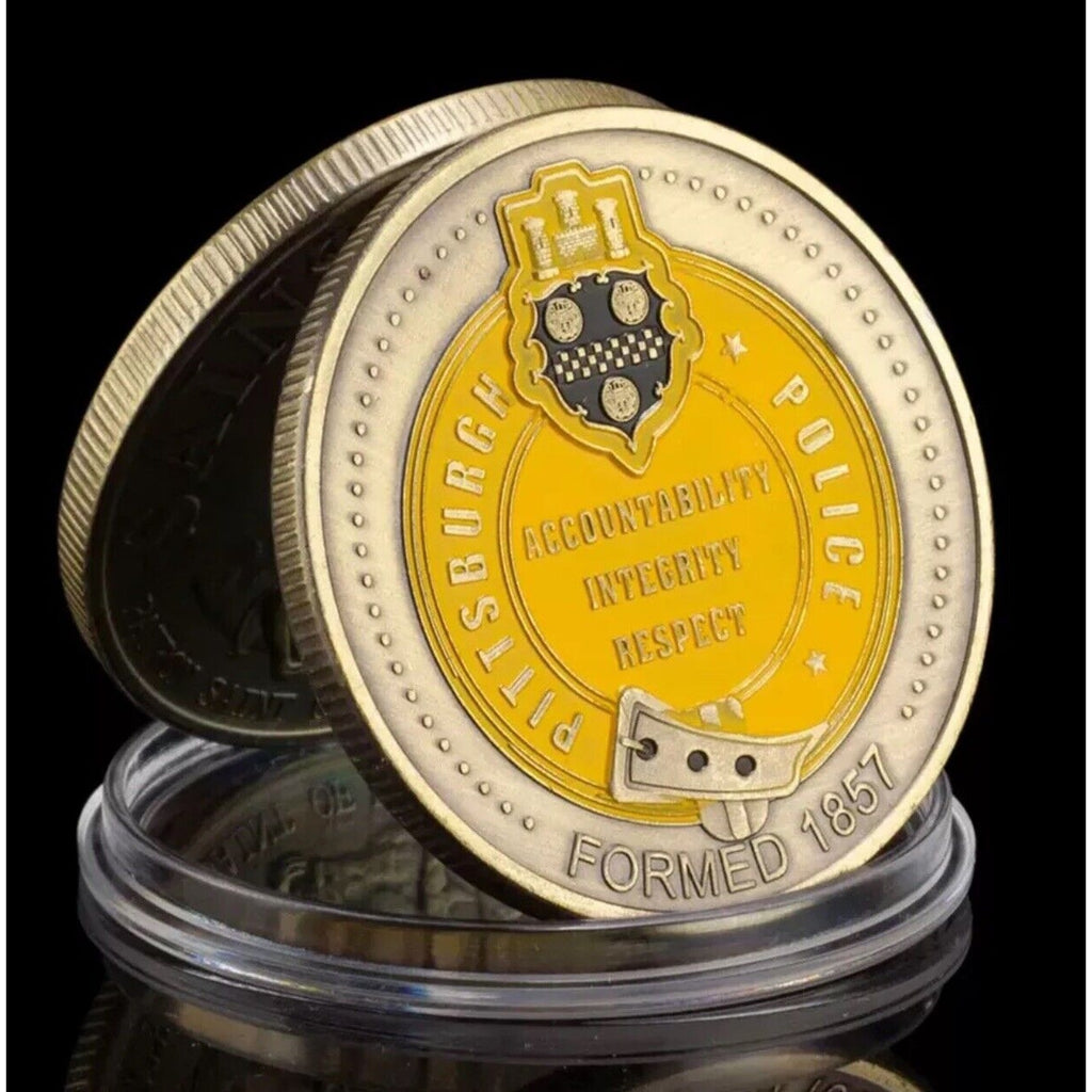 Pittsburgh Police Challenge Coin Accountability Integrity Respect Saint Michael