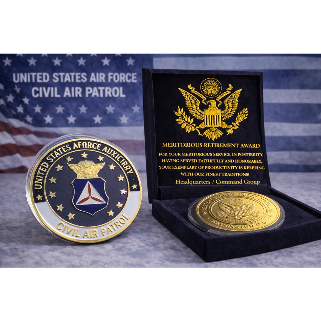 U S AIR FORCE AUXILIARY CIVIL AIR PATROL Coin With Retirement Award