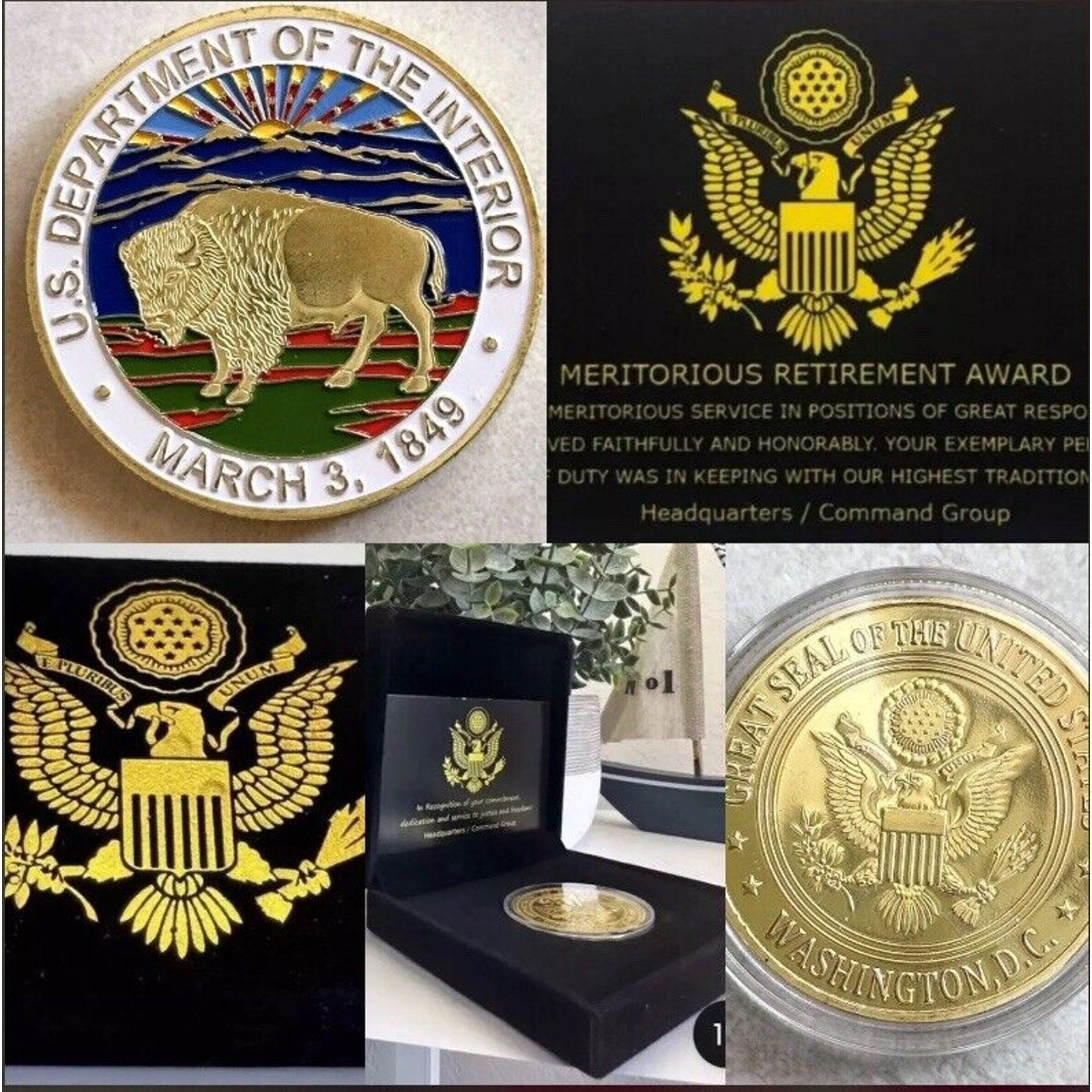 Department of Interior Challenge Coin Retirement Award